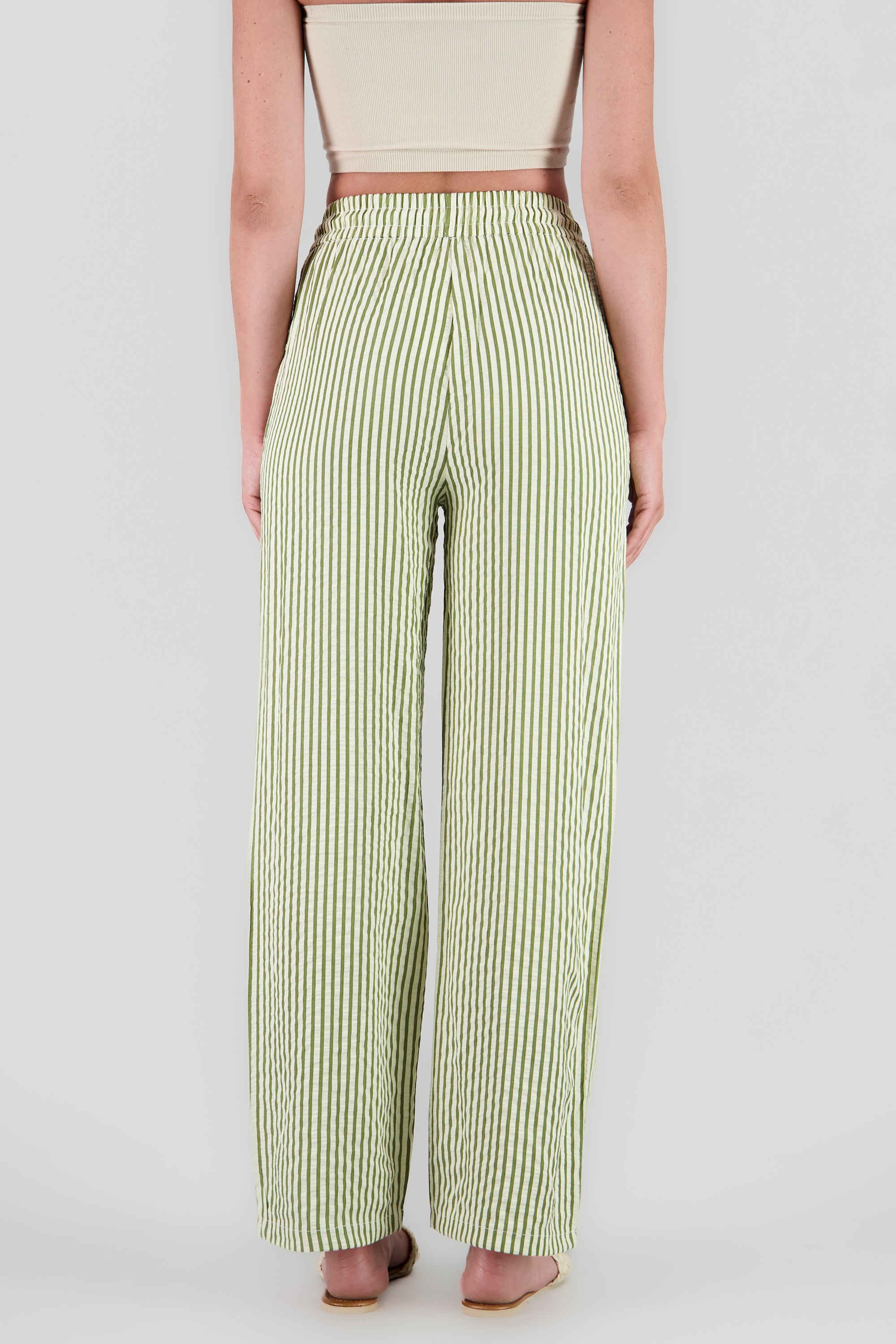 Pantalon rayas textura VERDE COMBO