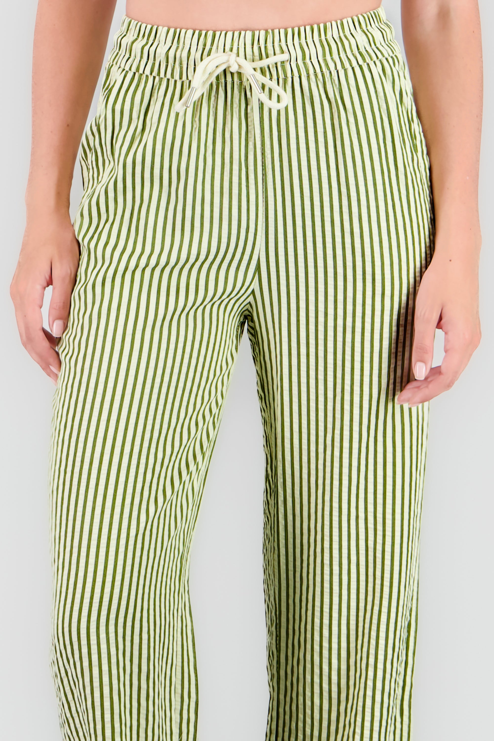 Pantalon rayas textura VERDE COMBO