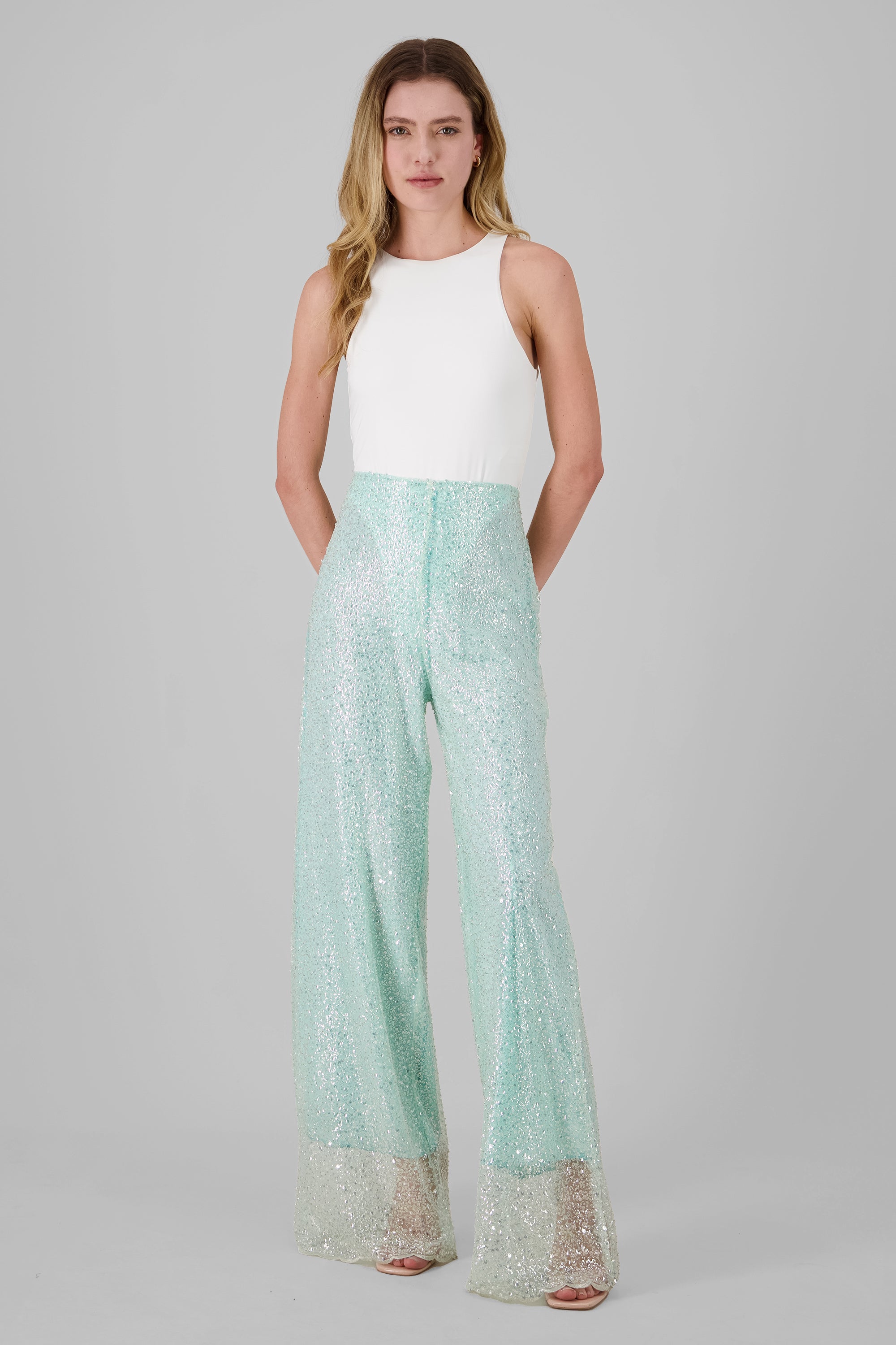 Pantalon lentejuelas TURQUESA