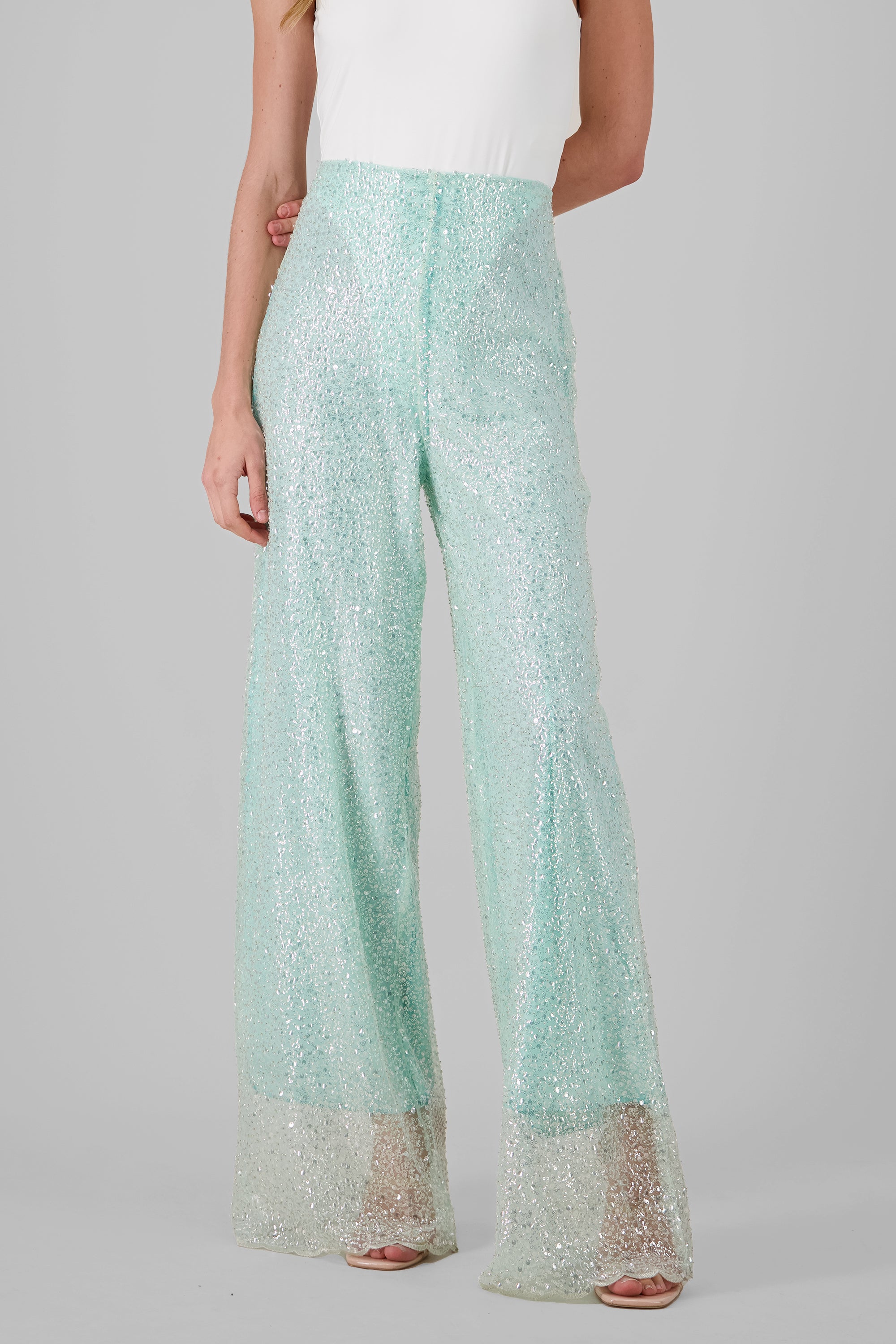 Pantalon lentejuelas TURQUESA