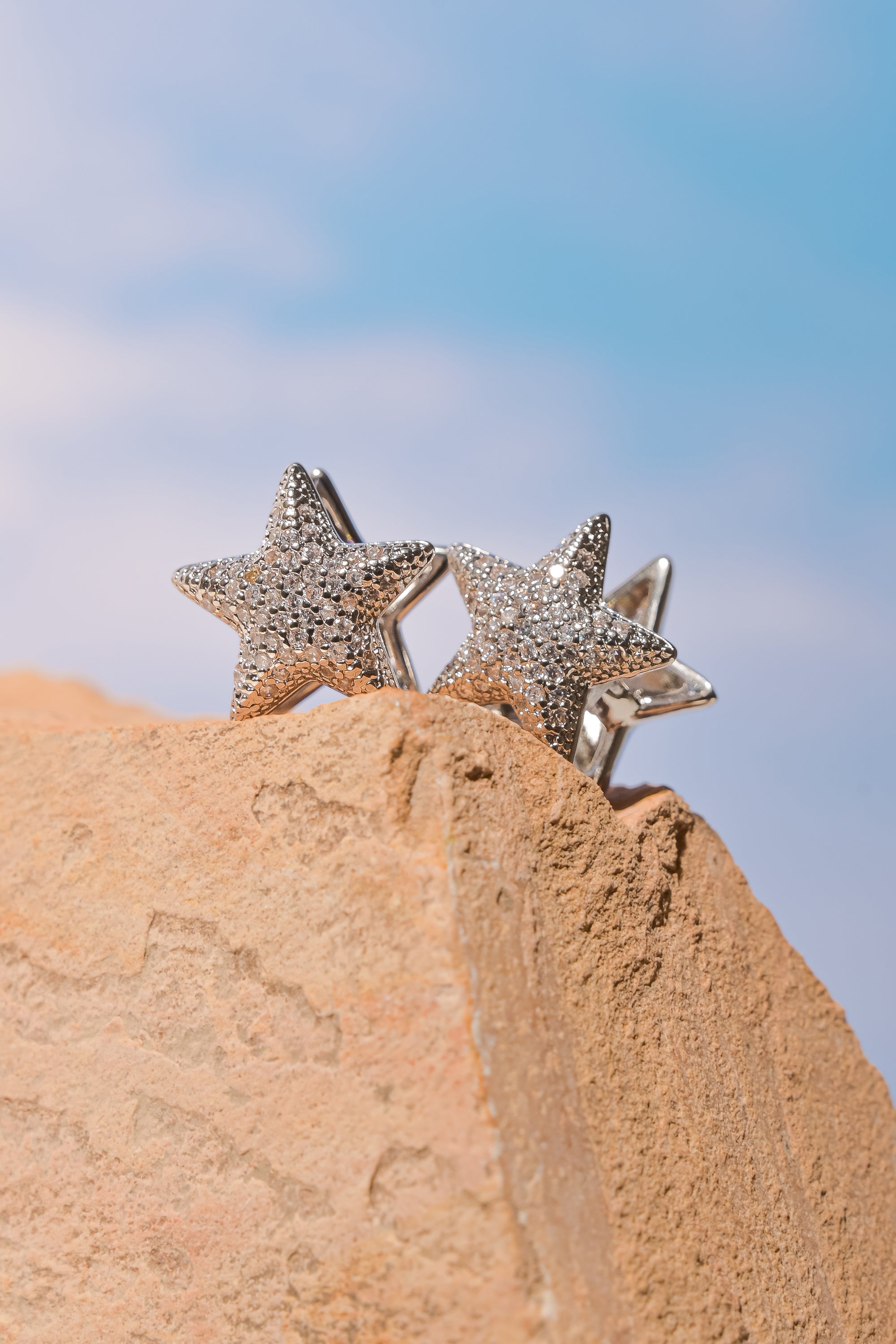 Aretes estrellas brillos PLATA