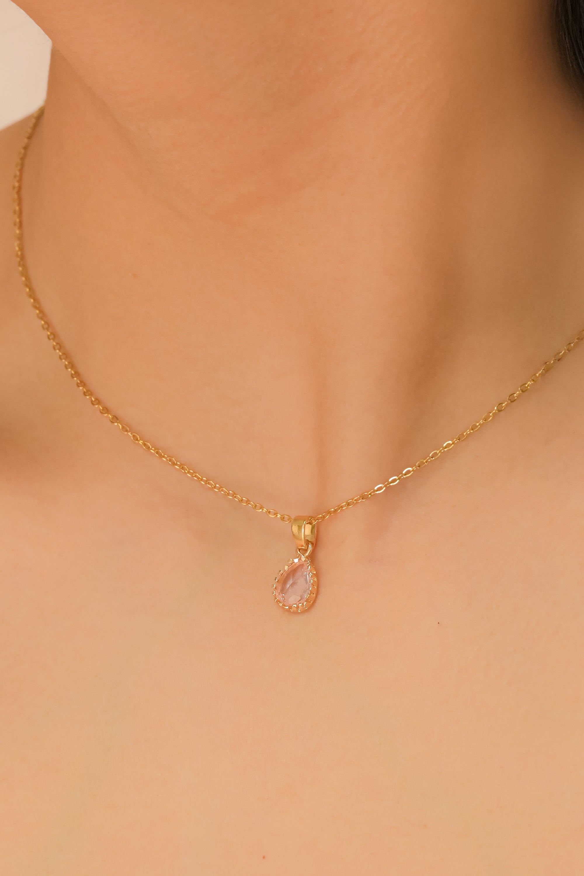 Set arracadas gota cristal collar ROSA