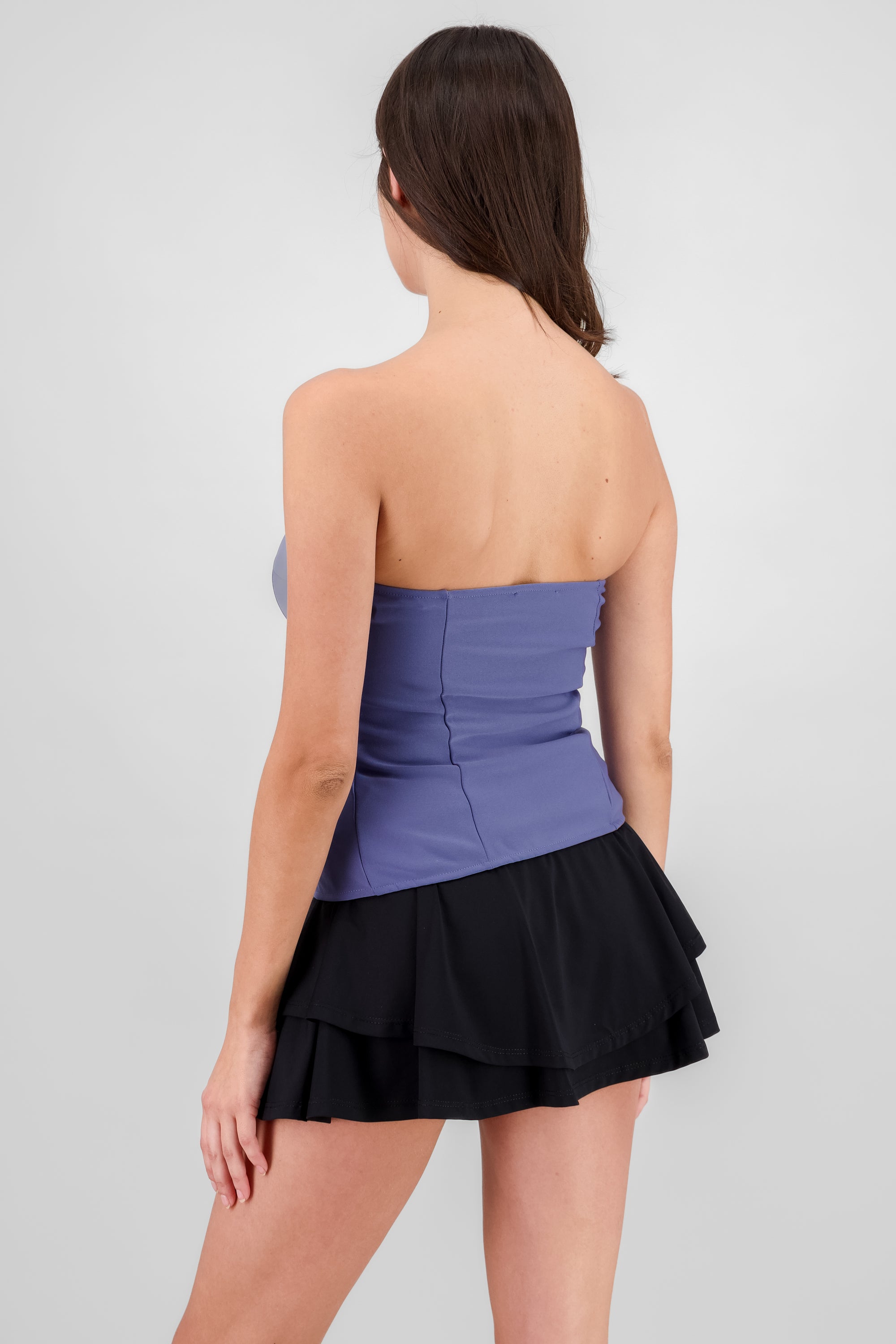Top formal con bolsas y accentos de botones AZUL