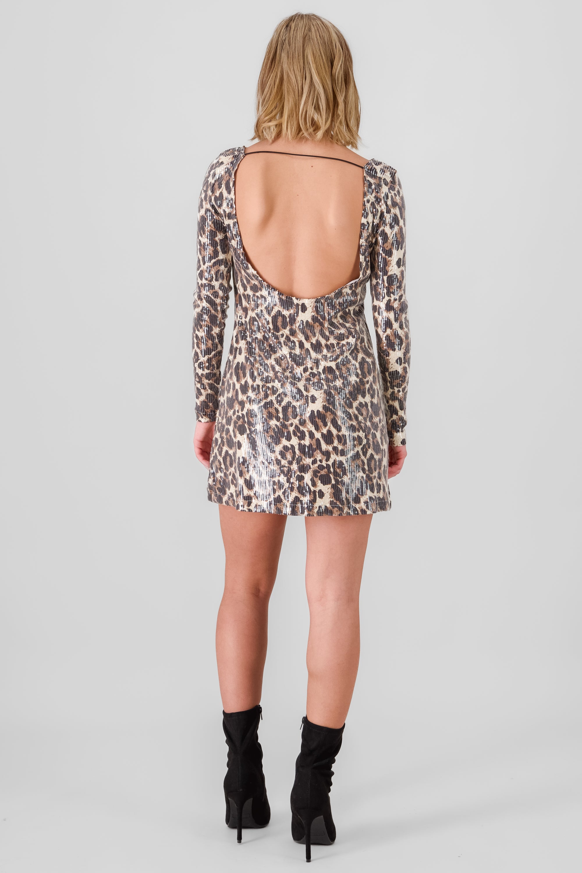Mini Animal Dress Print Lentejuelas CAFE COMBO