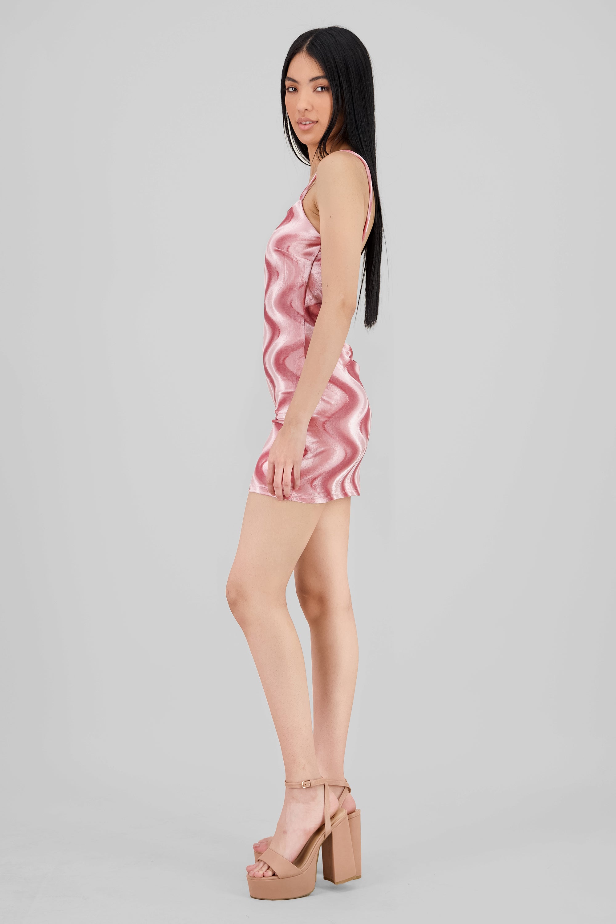 Vestido mini de terciopelo estampado ROSA COMBO