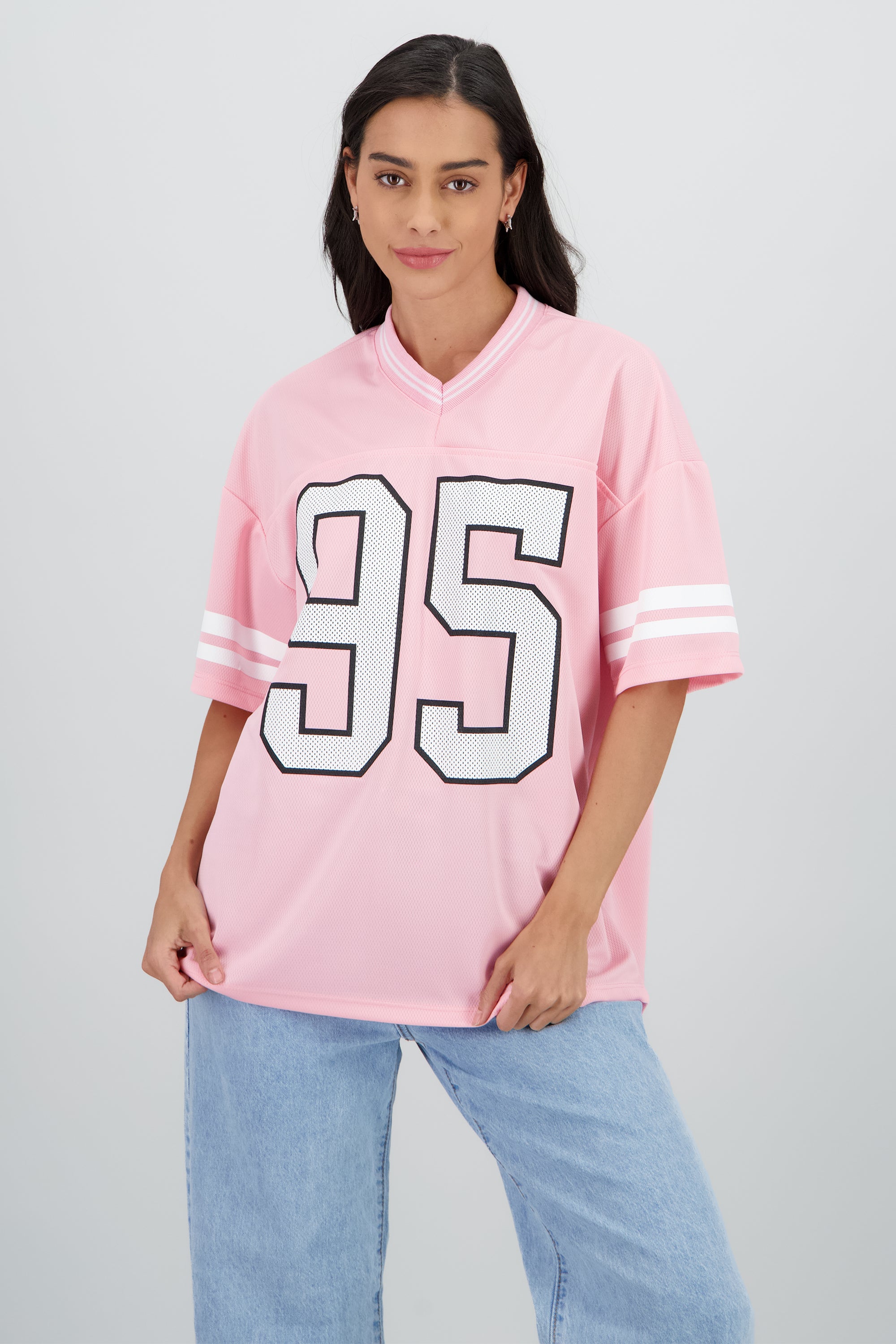 Playera deportiva estampado numeros ROSA PASTEL