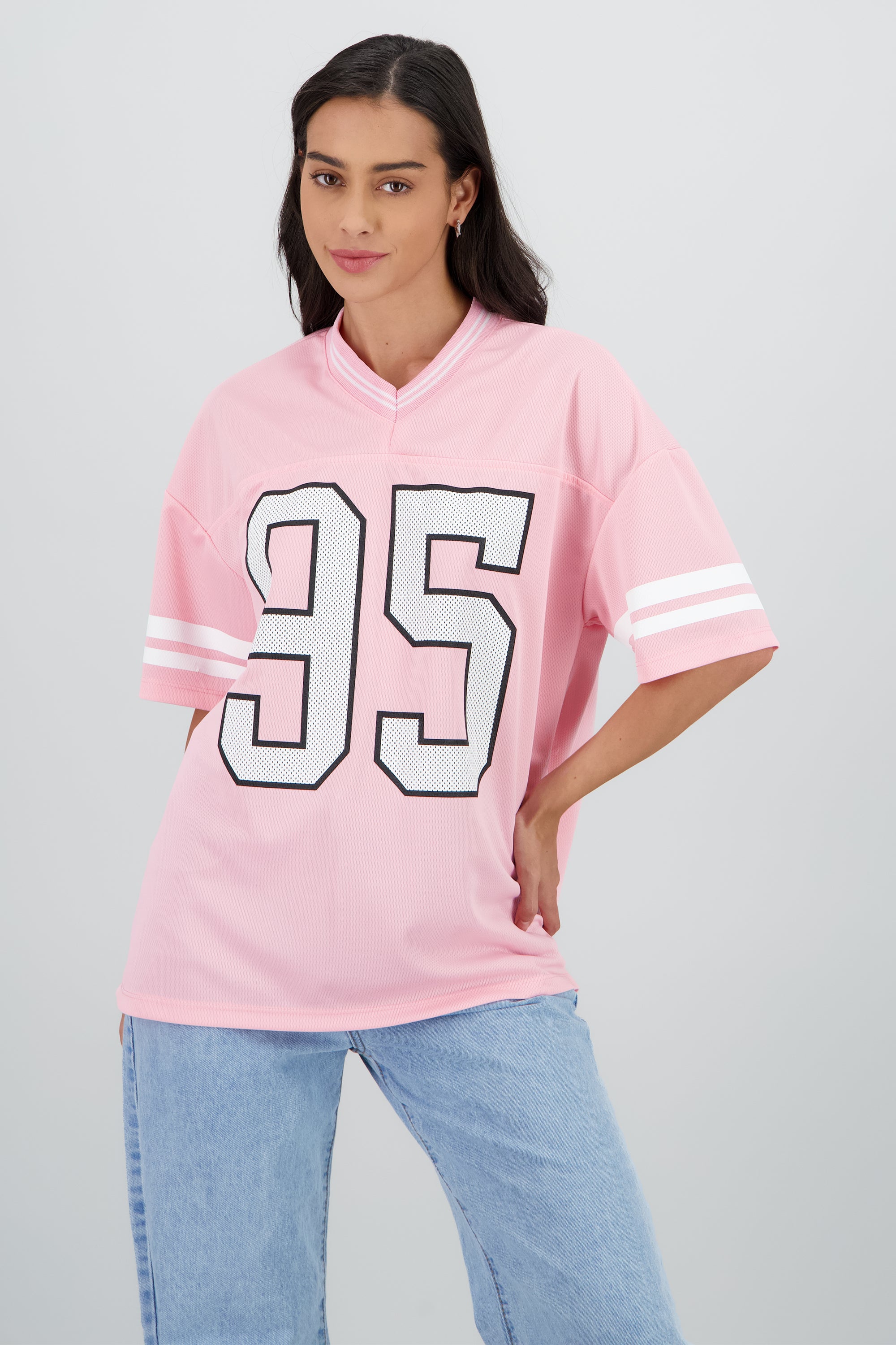 Playera deportiva estampado numeros ROSA PASTEL