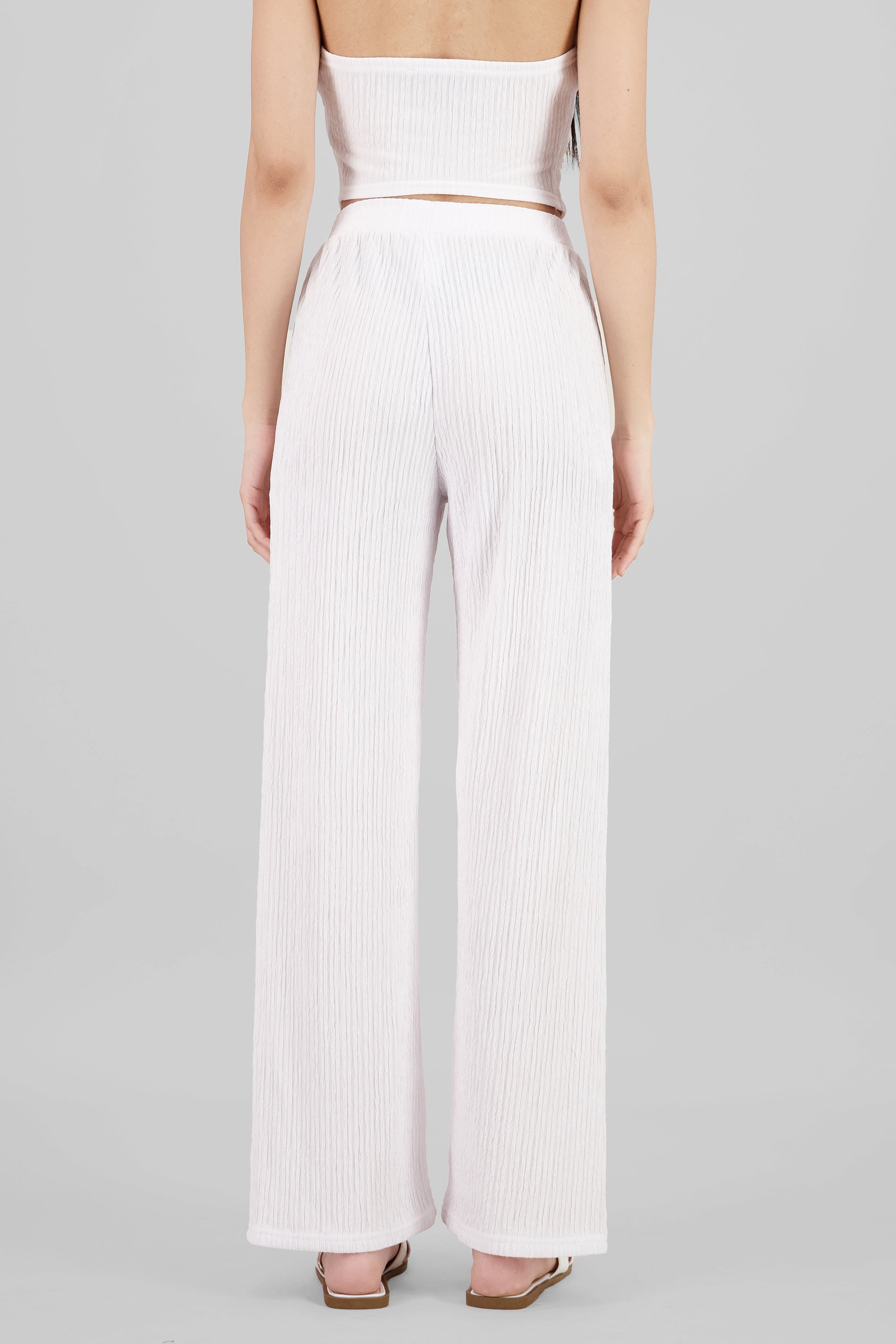Pantalon recto textura BLANCO