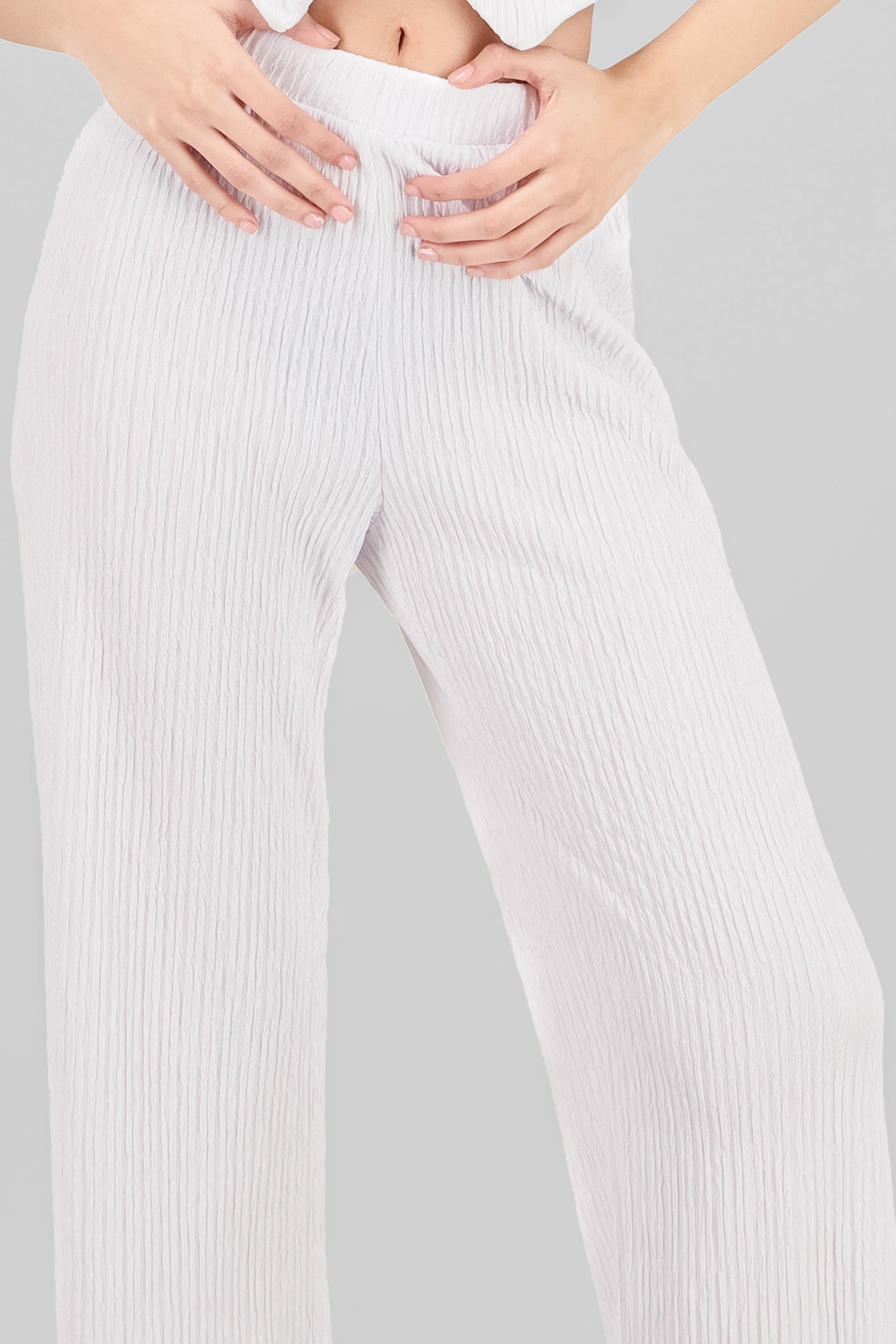 Pantalon recto textura BLANCO
