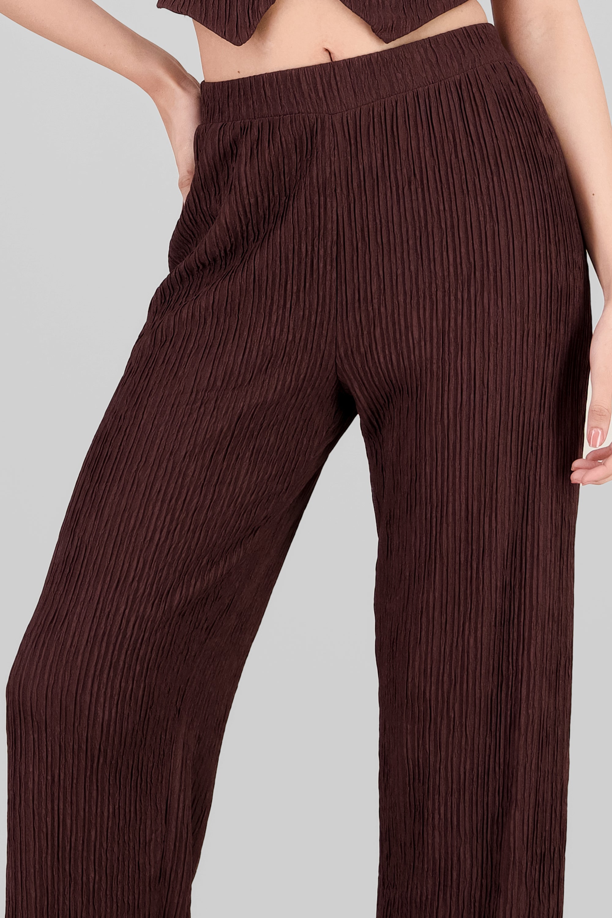Pantalon recto textura CHOCOLATE