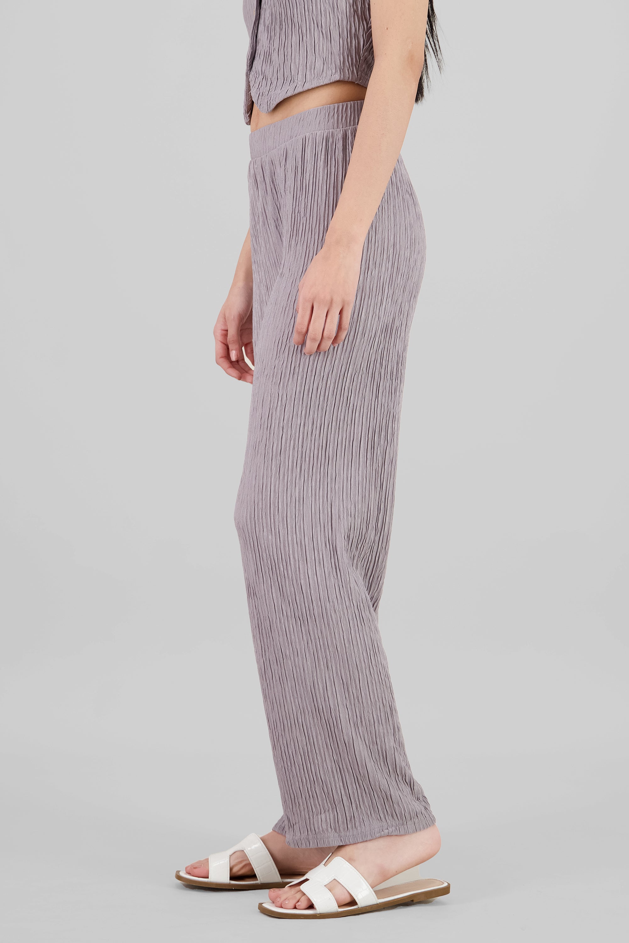 Pantalon recto textura GREIGE