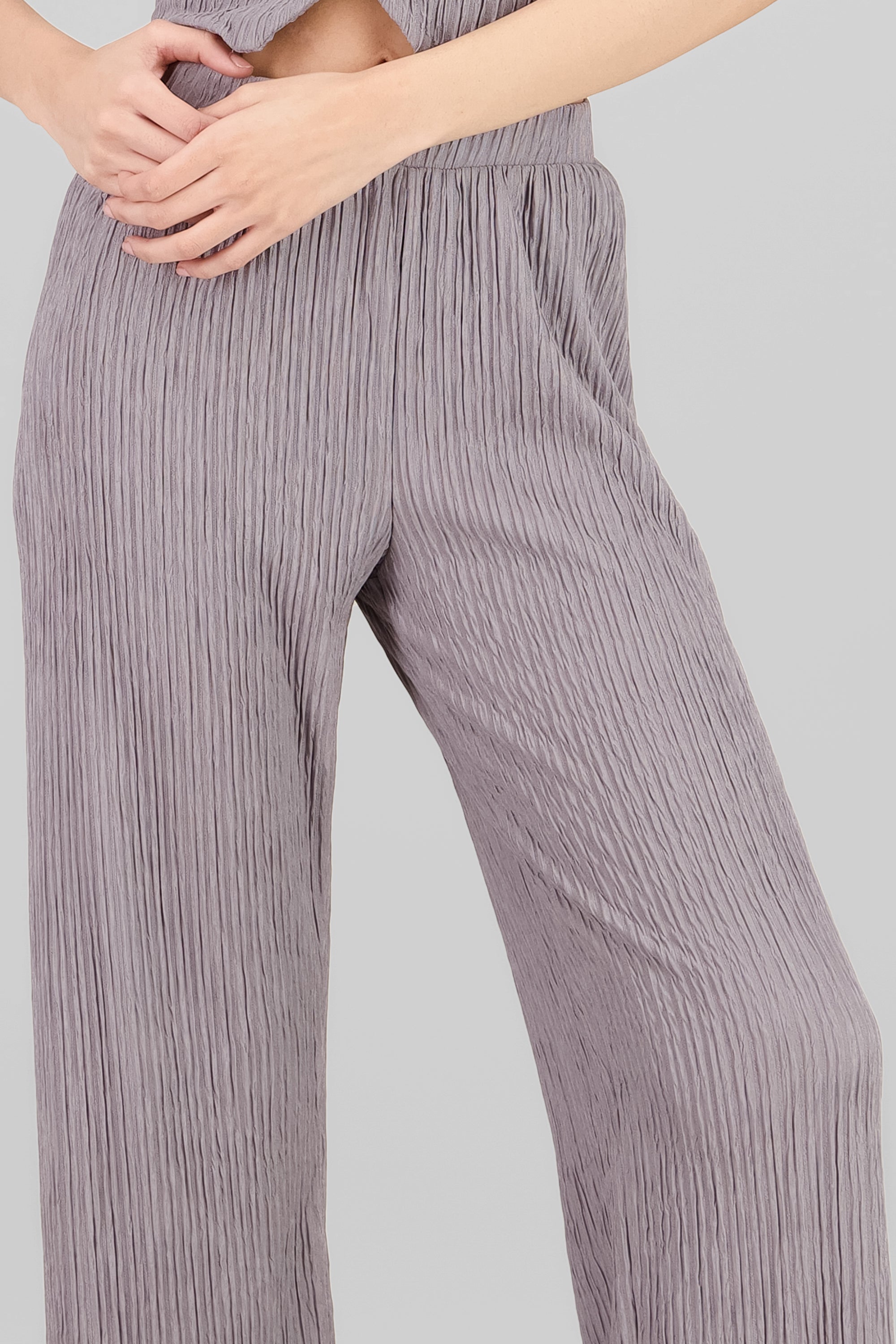 Pantalon recto textura GREIGE