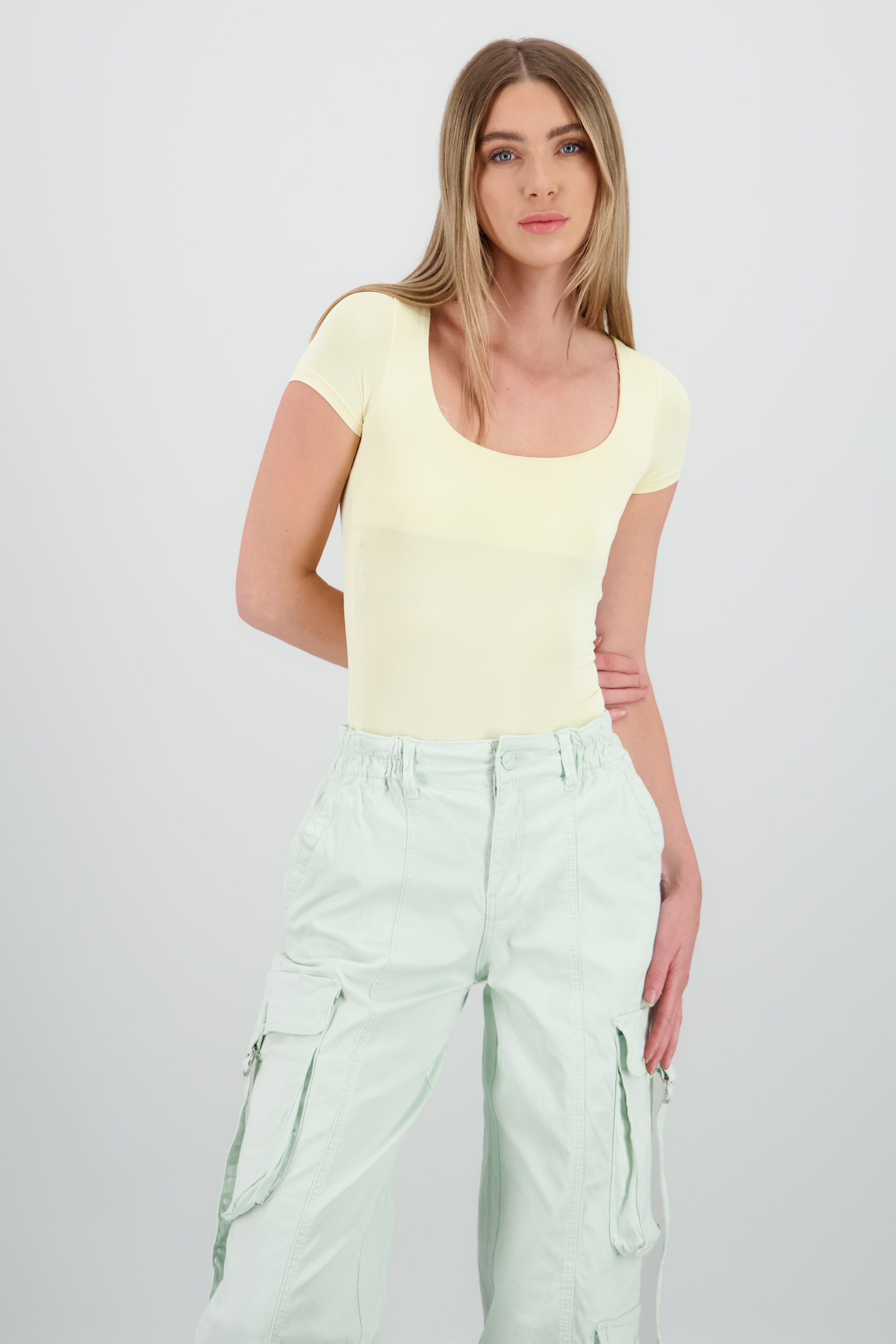 Bodysuit escote cuadrado doble tela AMARILLO PASTEL