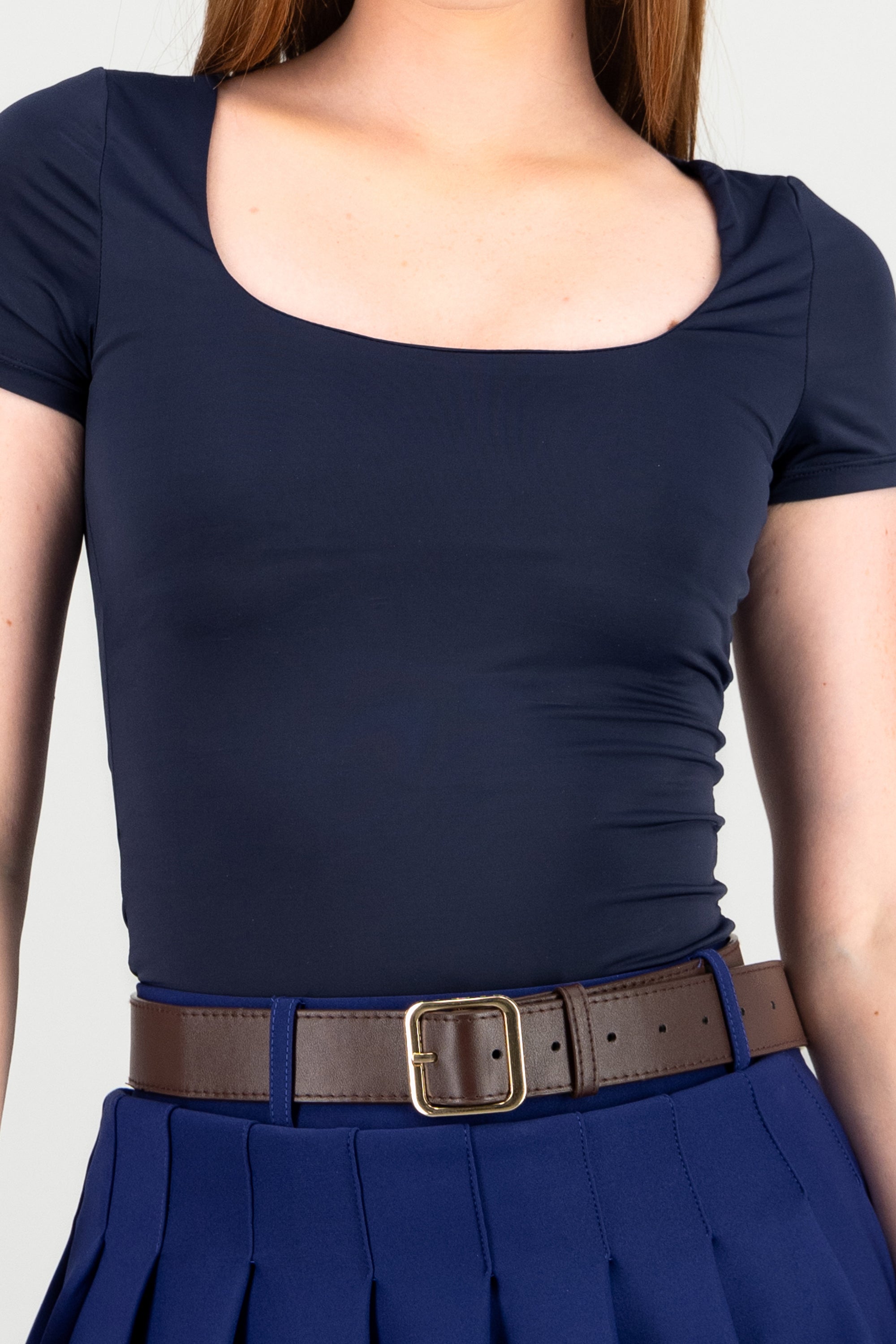 Bodysuit escote cuadrado doble tela MARINO
