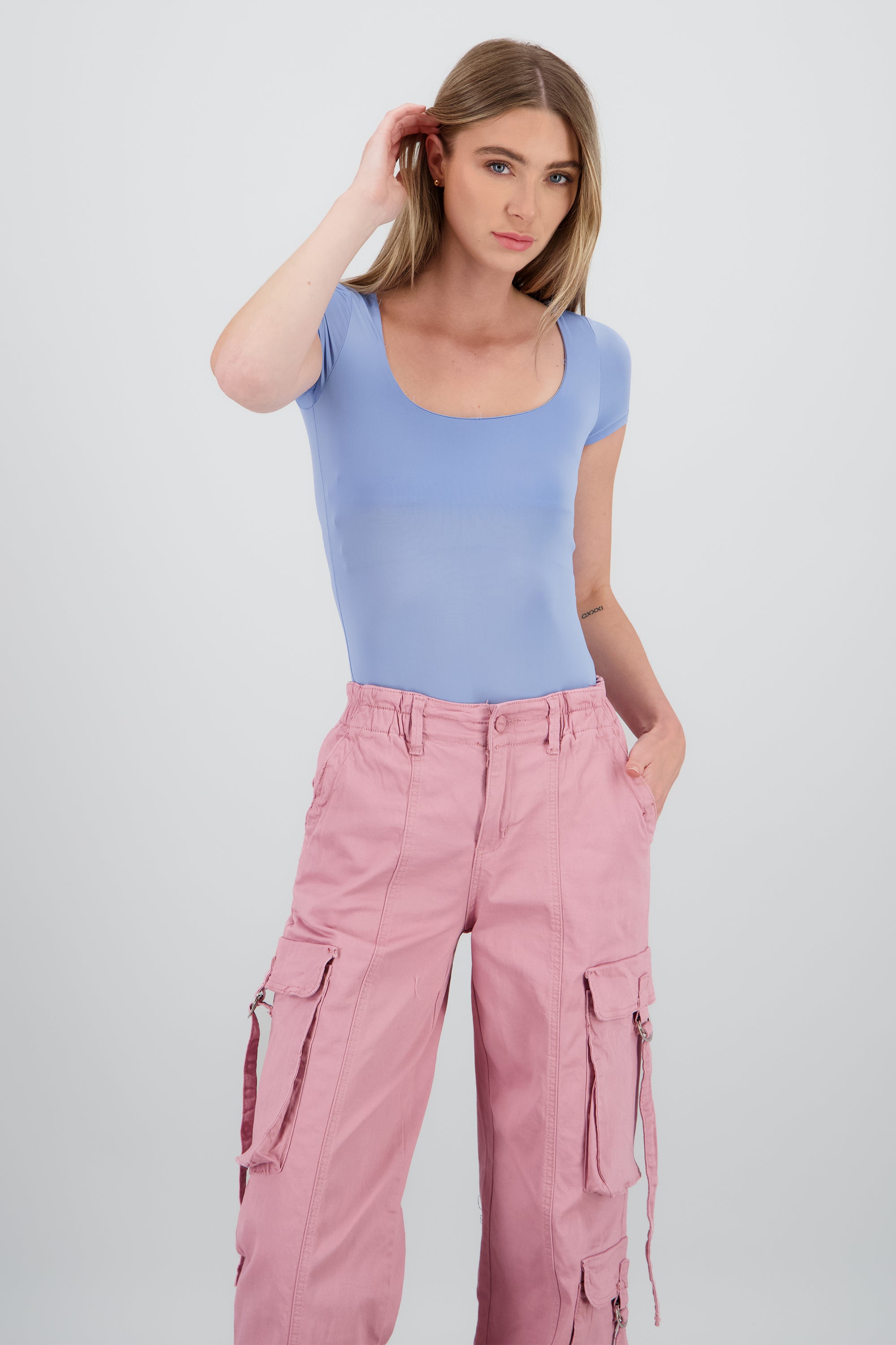 Bodysuit escote cuadrado doble tela AZUL CIELO