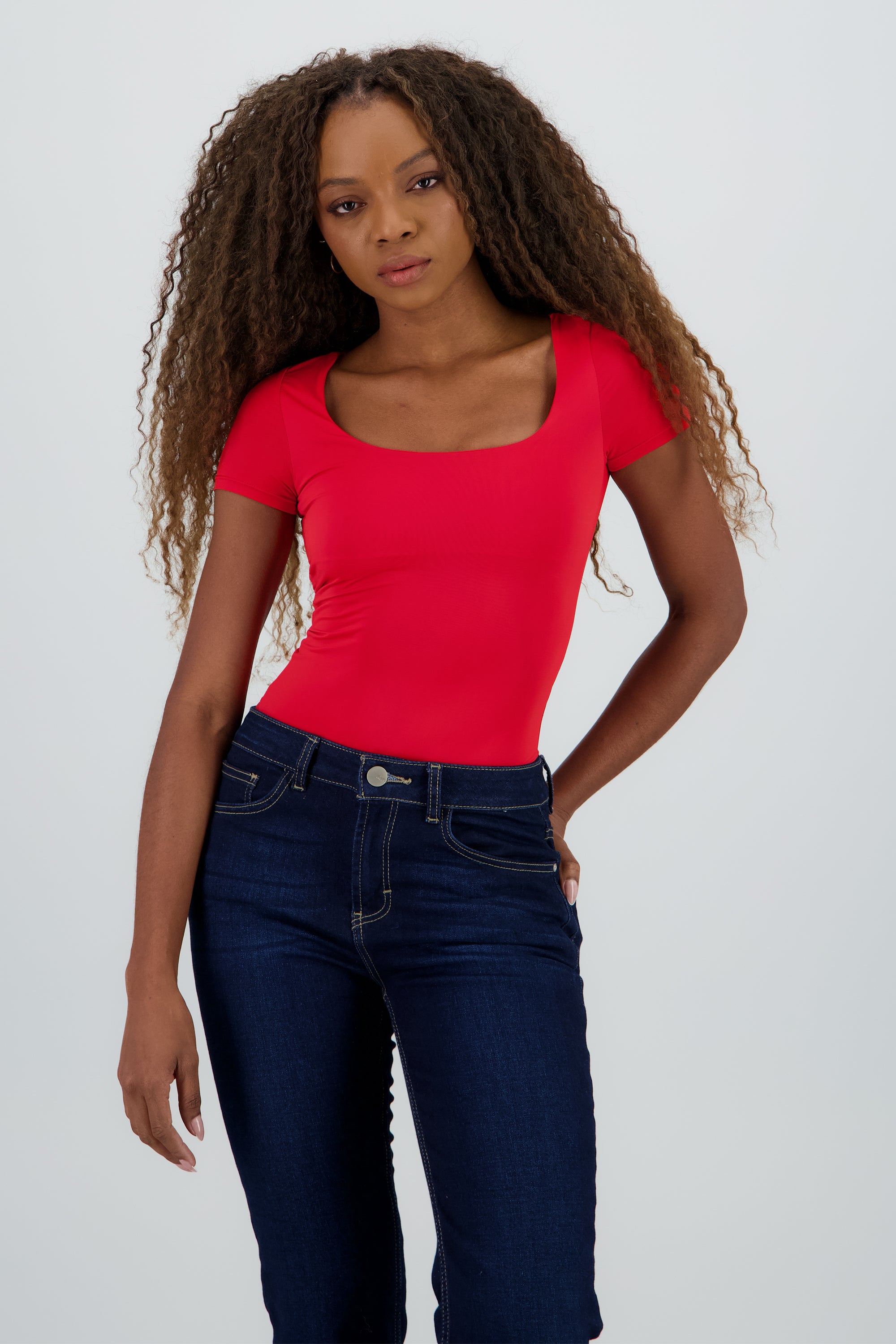 Bodysuit escote cuadrado doble tela ROJO