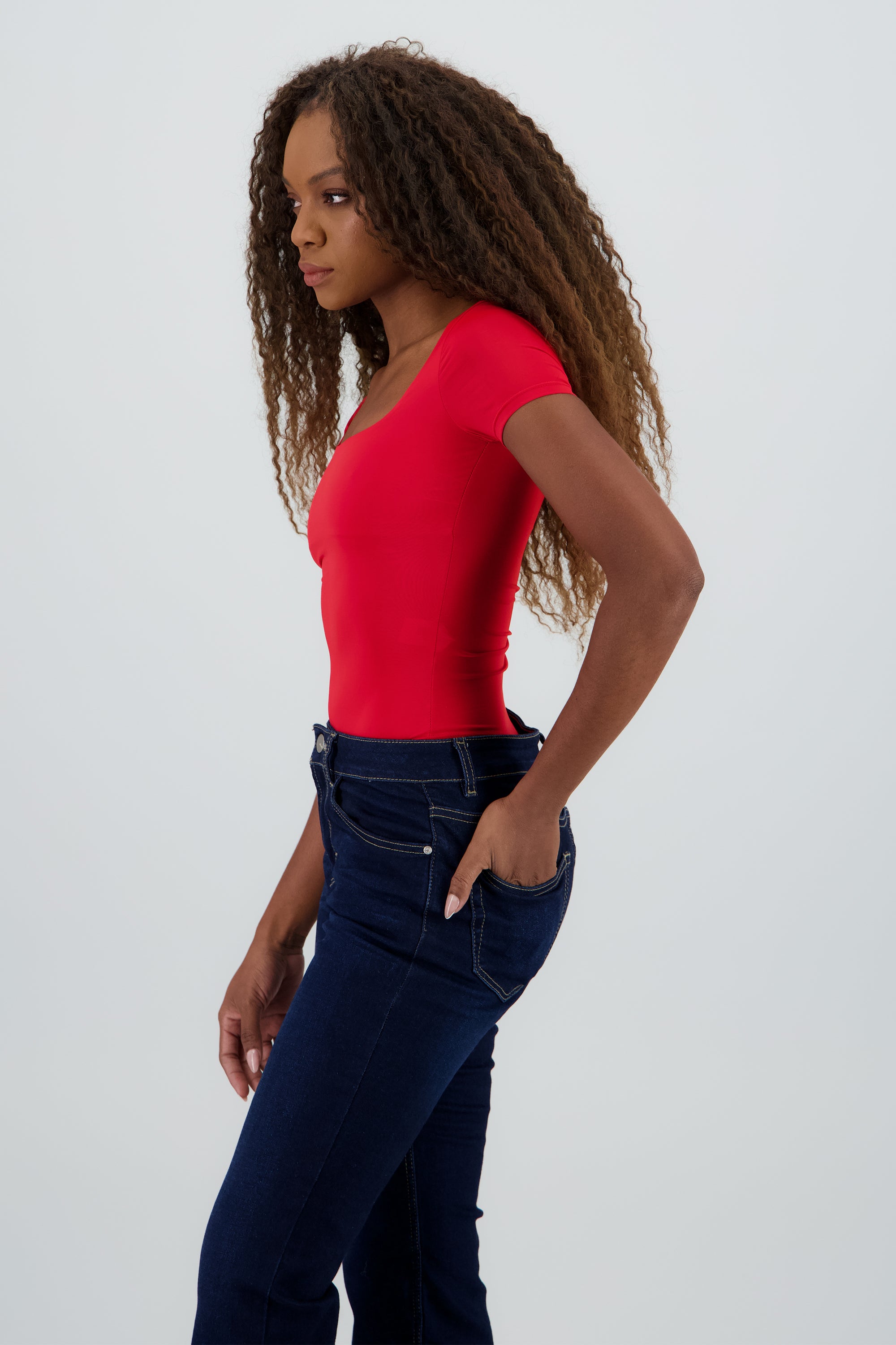 Bodysuit escote cuadrado doble tela ROJO