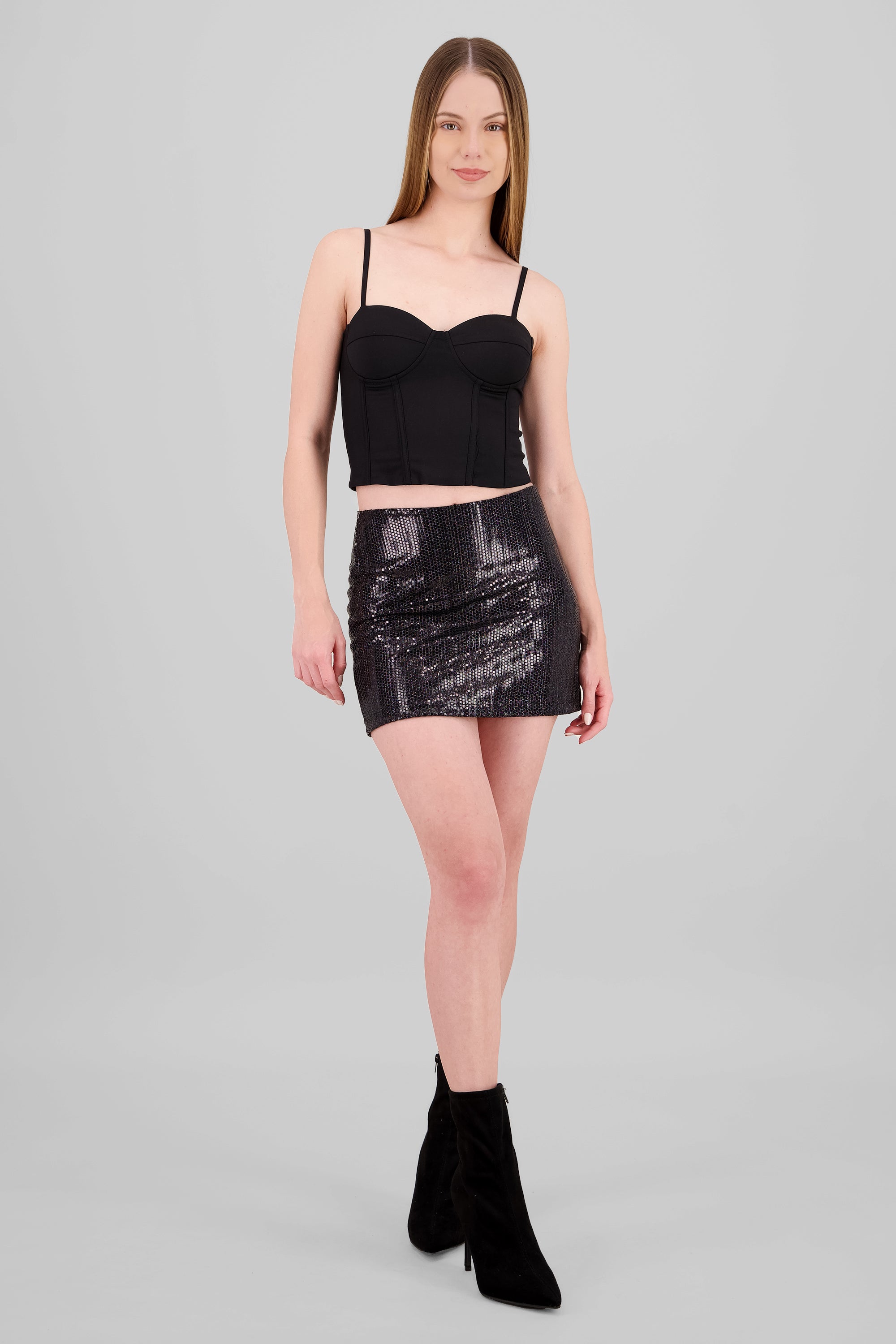 Mini falda con efecto metalico NEGRO