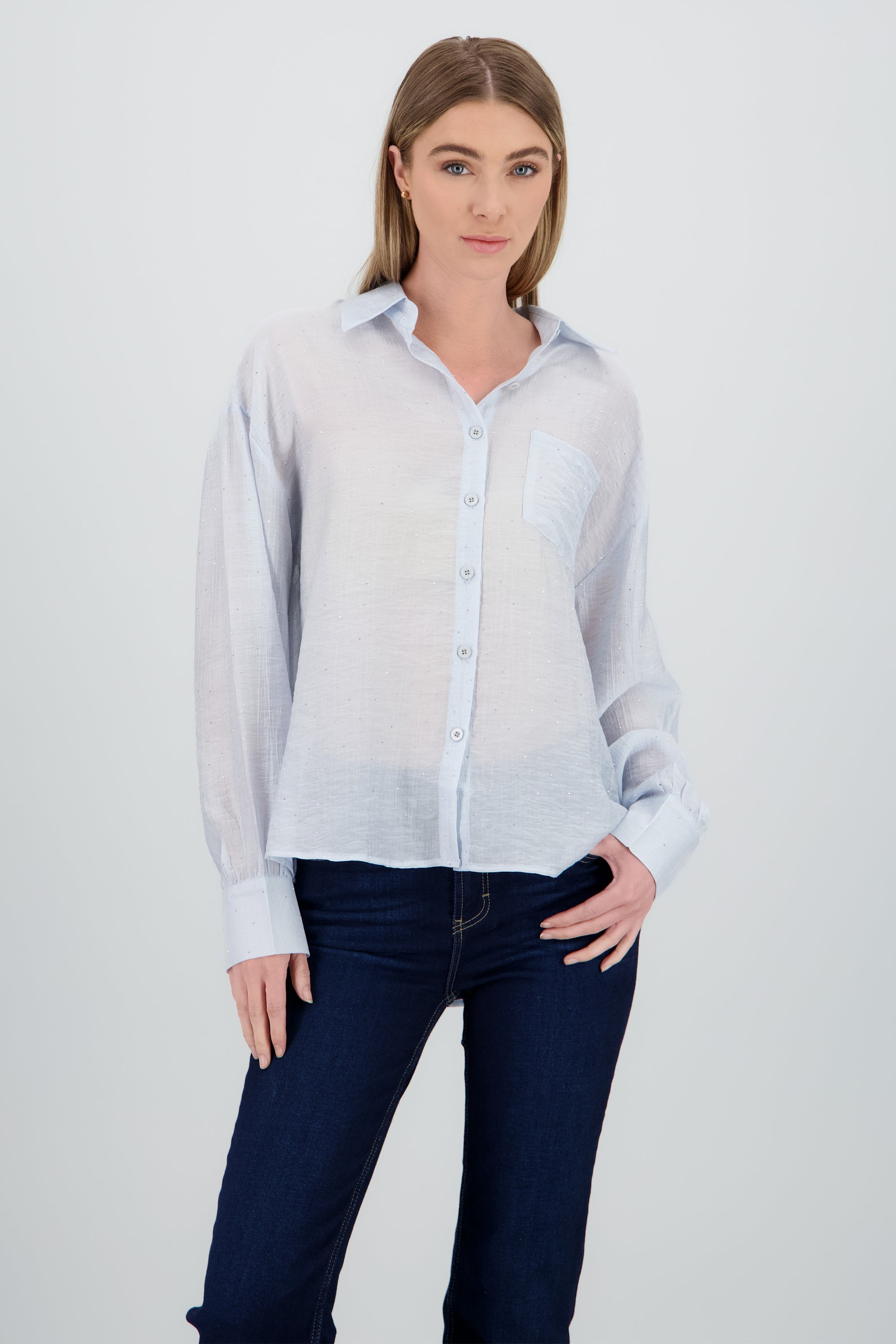 Camisa con brillos AZUL