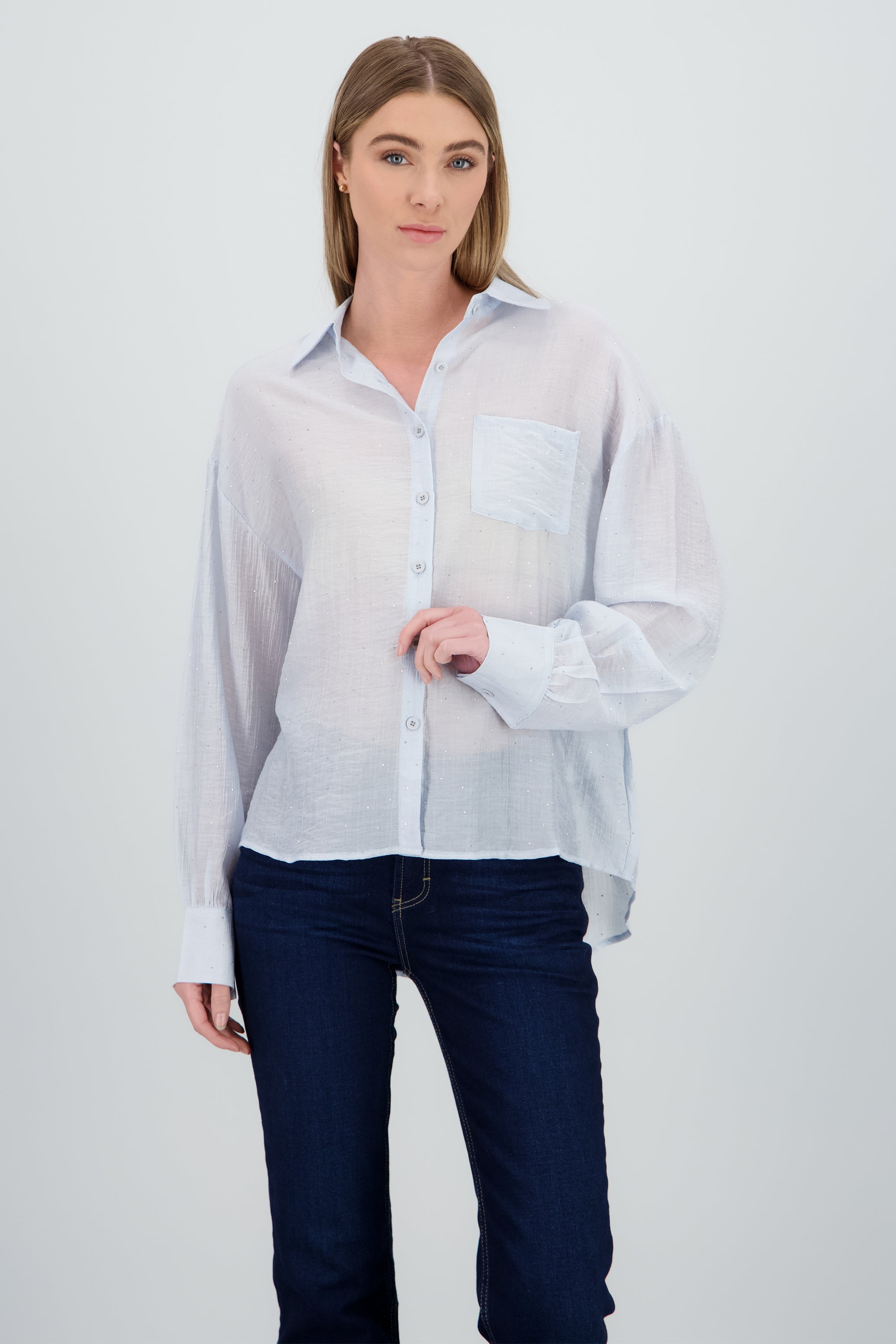 Camisa con brillos AZUL