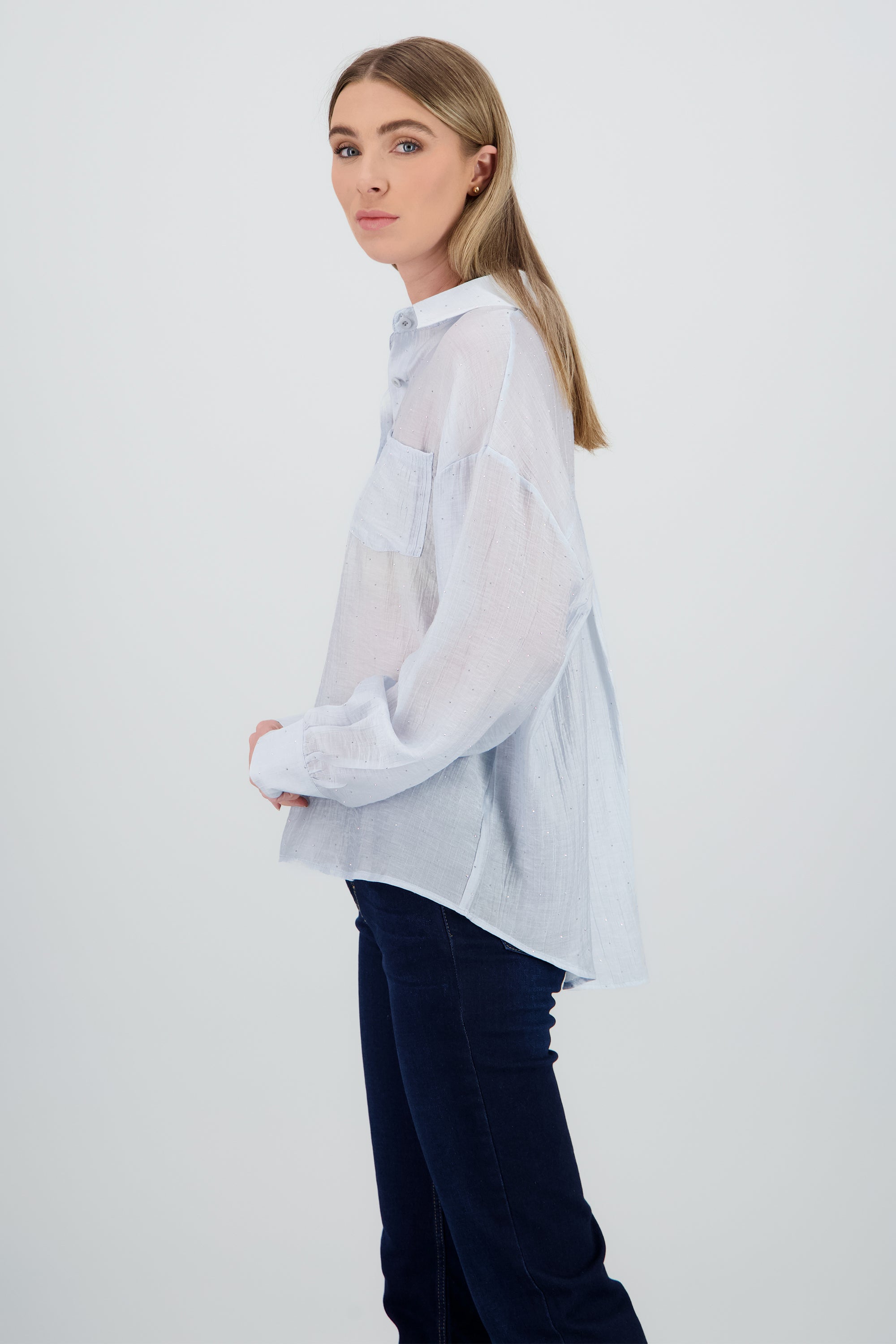 Camisa con brillos AZUL
