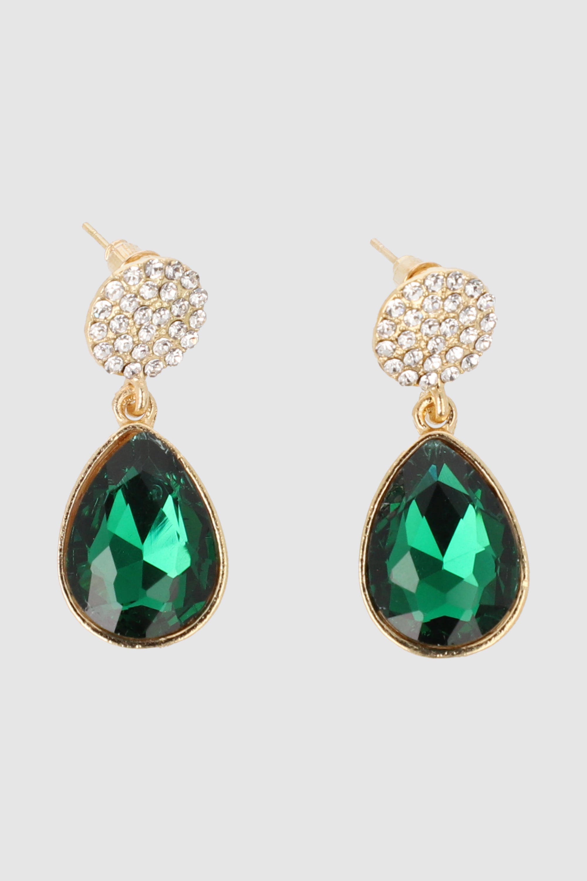 Aretes Gota Cristal Circulo VERDE
