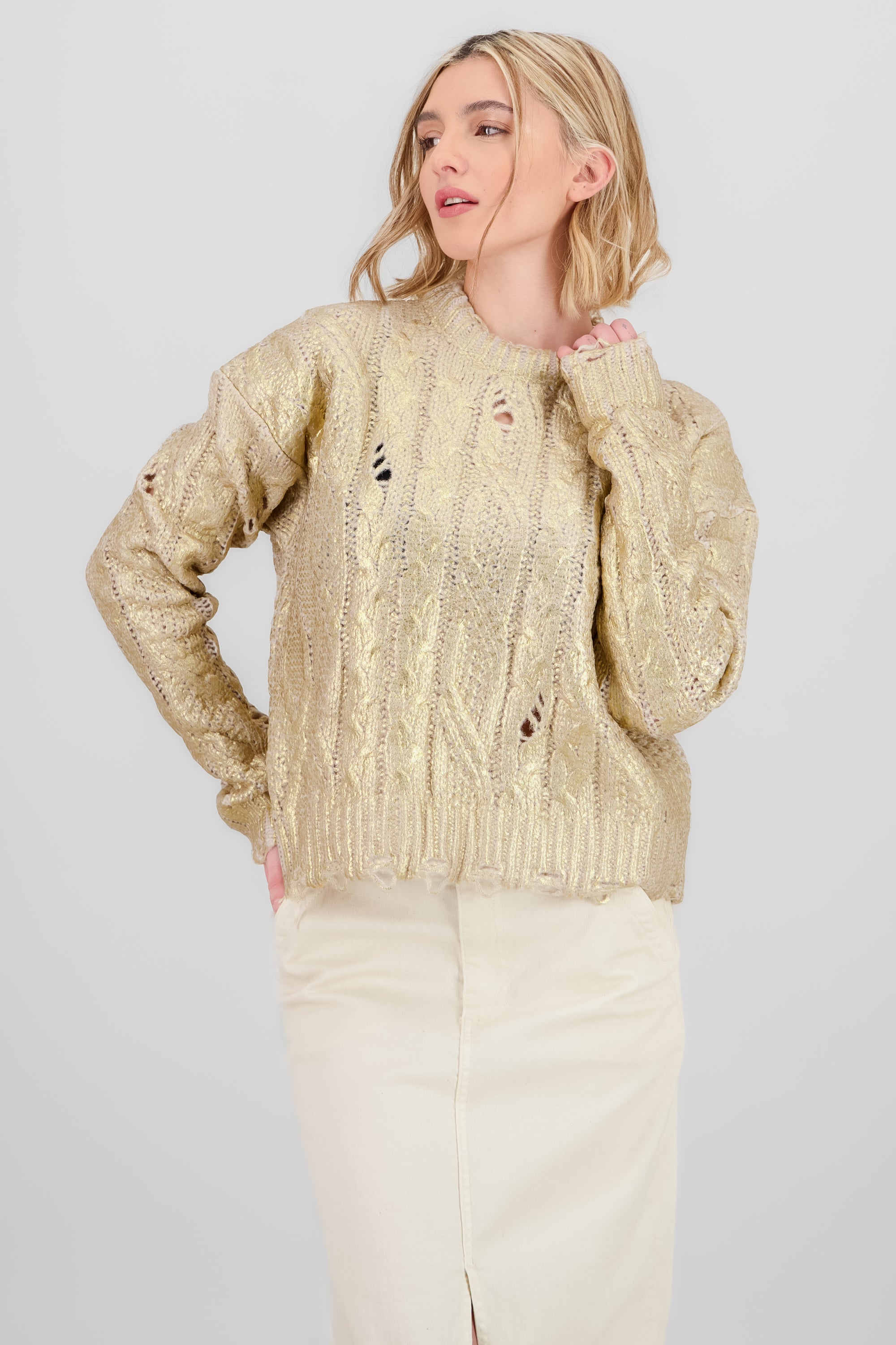 Sueter foil efecto desgastado Hypsters ORO