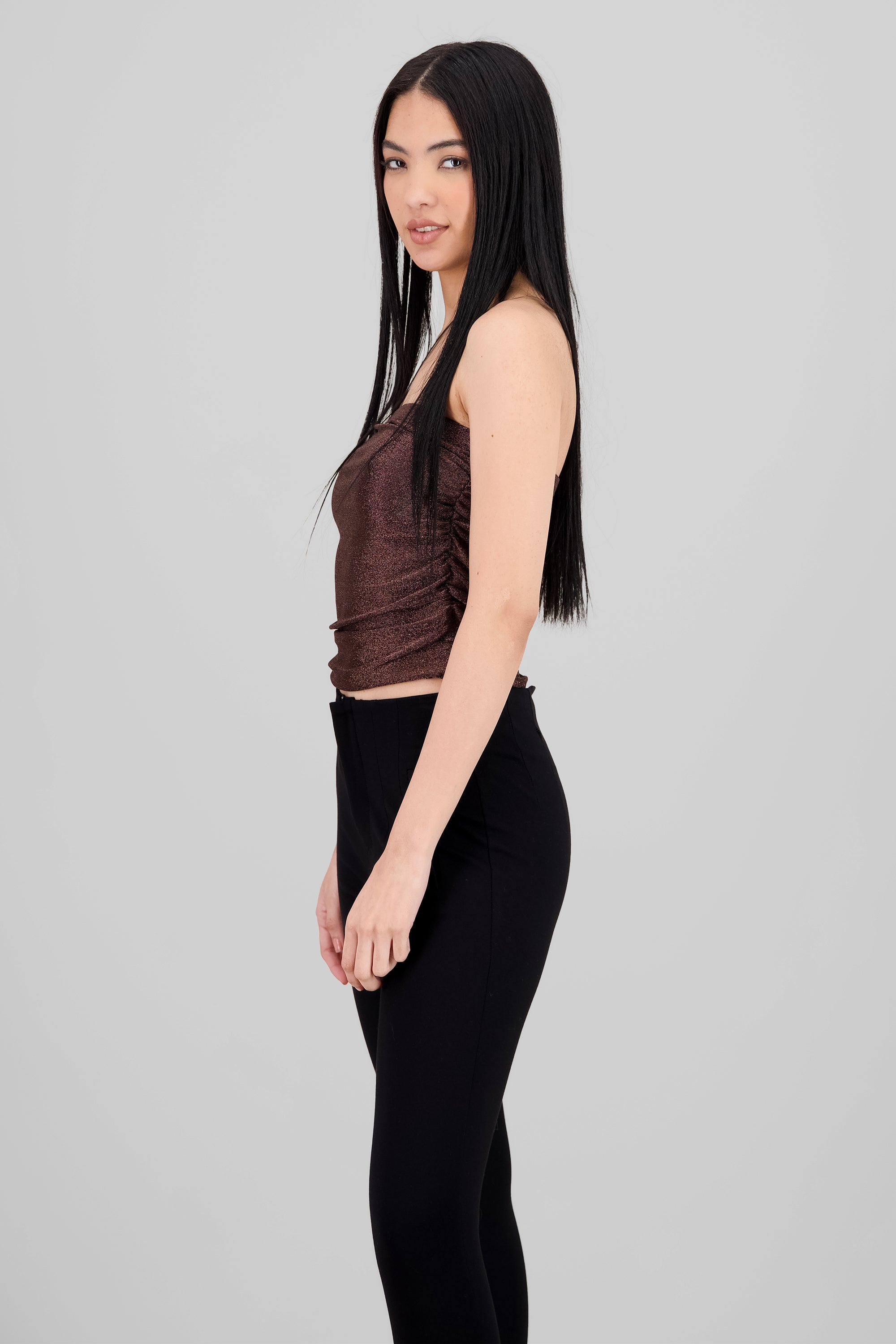 Top tubo drapeado lurex NEGRO COMBO