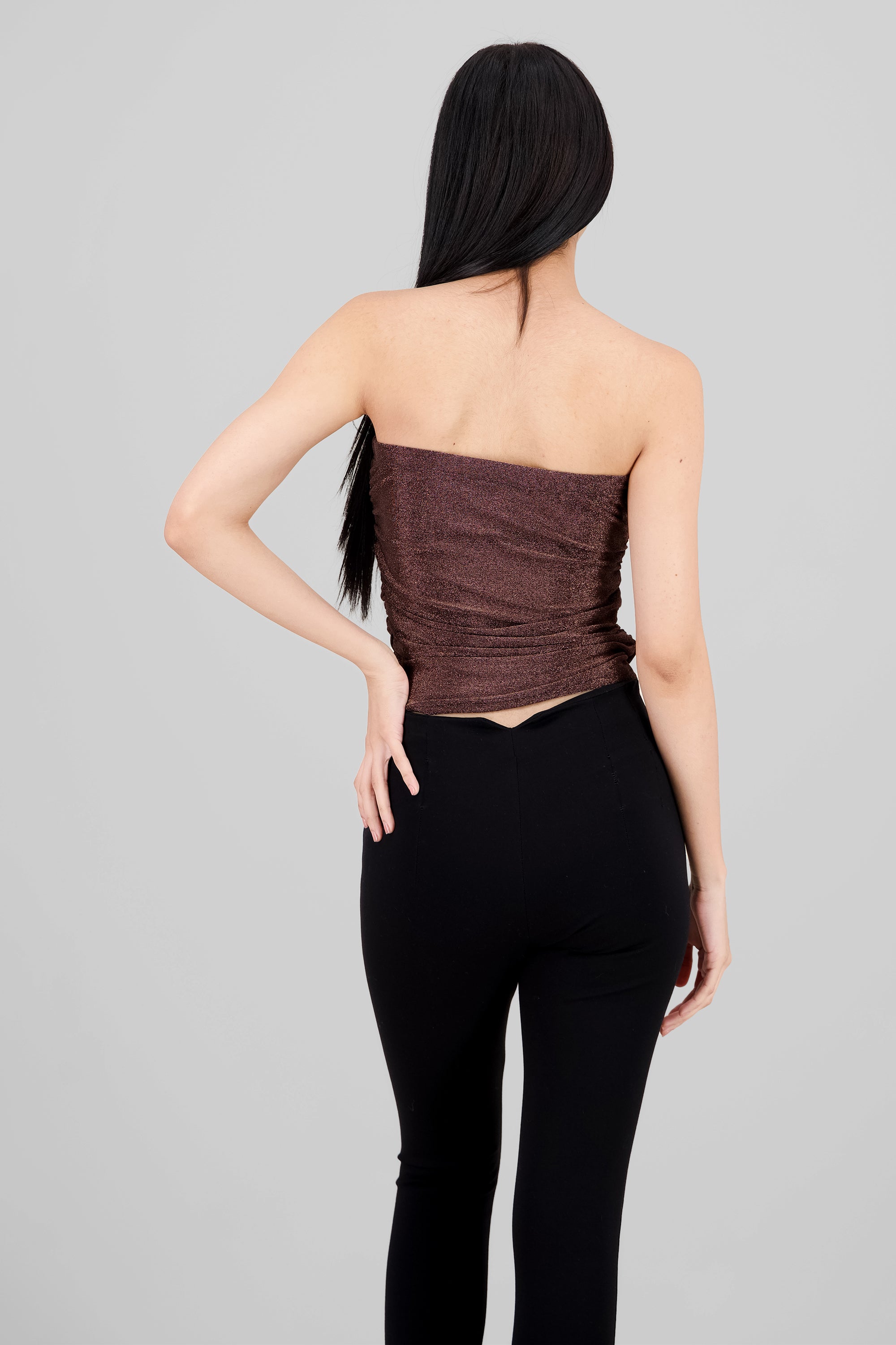 Top tubo drapeado lurex NEGRO COMBO