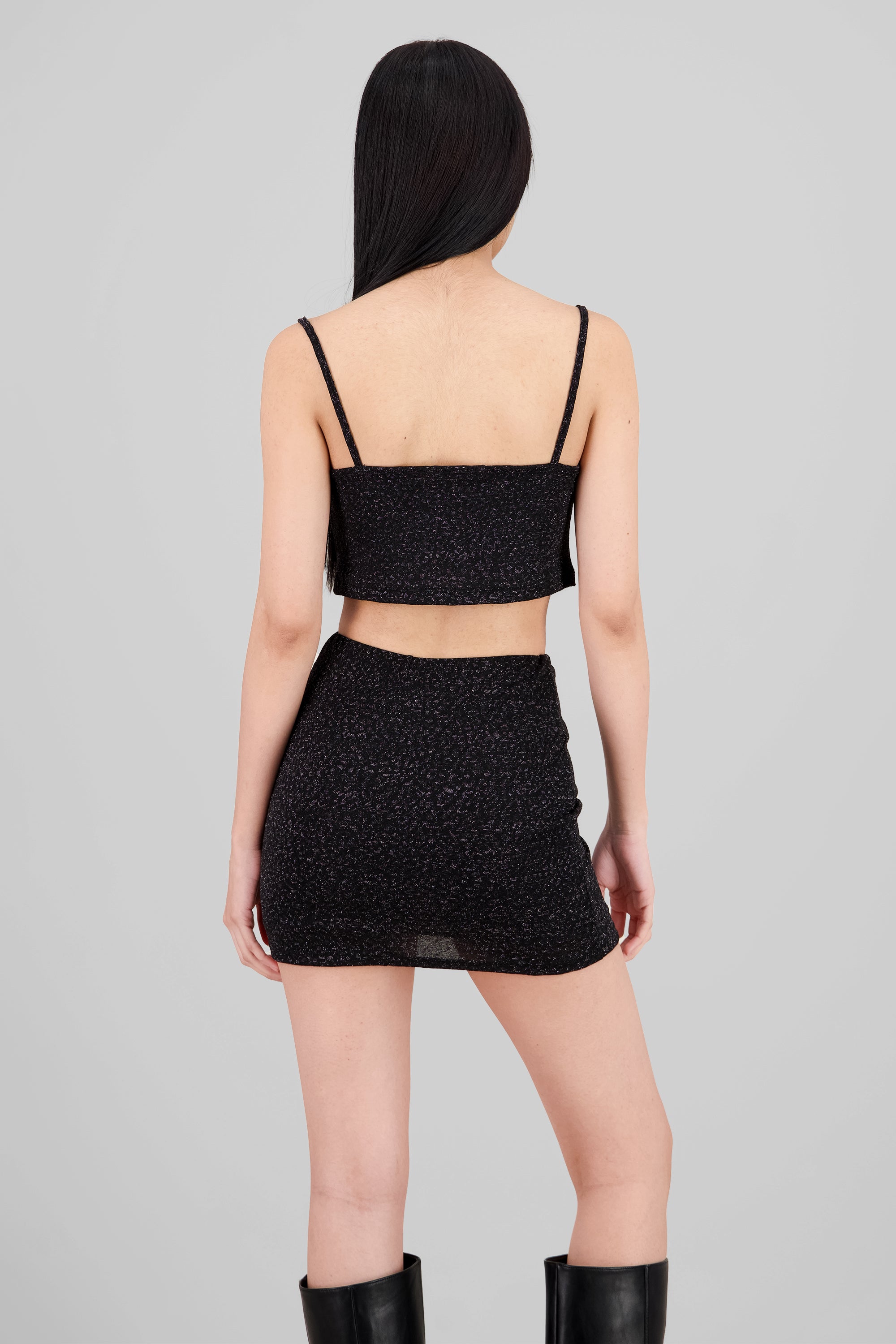 Top tirantes brillos NEGRO