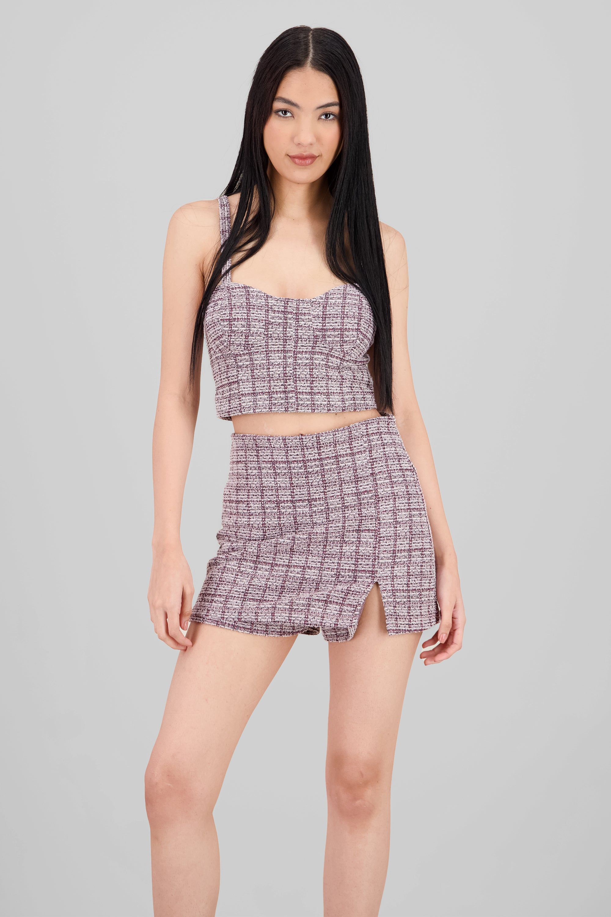 Top tirantes tweed BLANCO COMBO