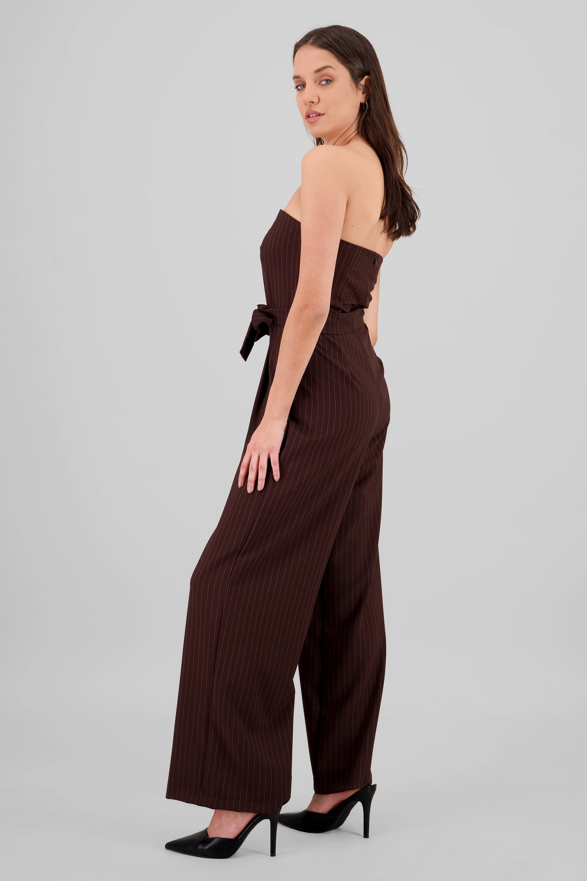 Jumpsuit strapples rayas CAFE COMBO