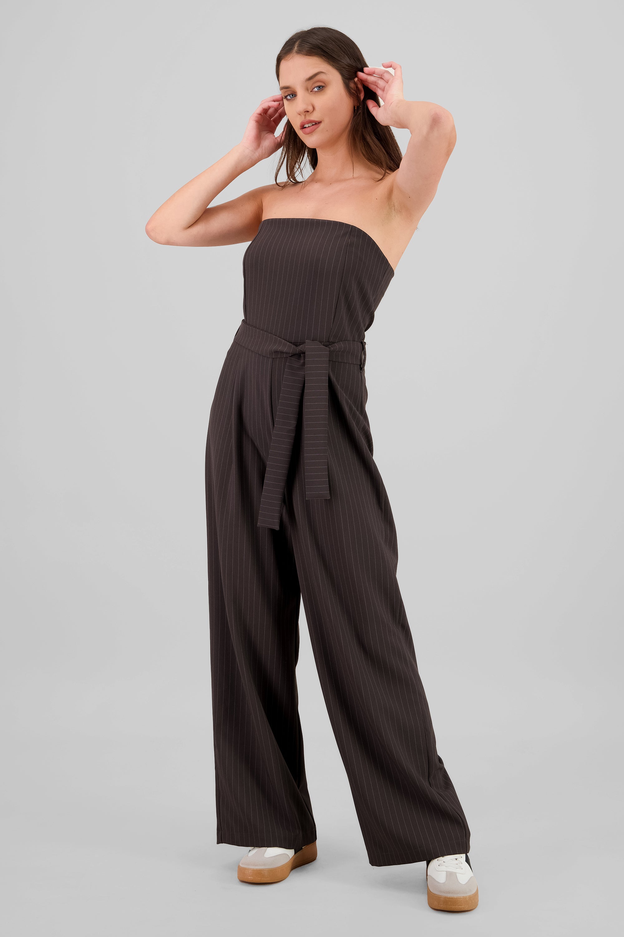 Jumpsuit strapples rayas GRIS COMBO