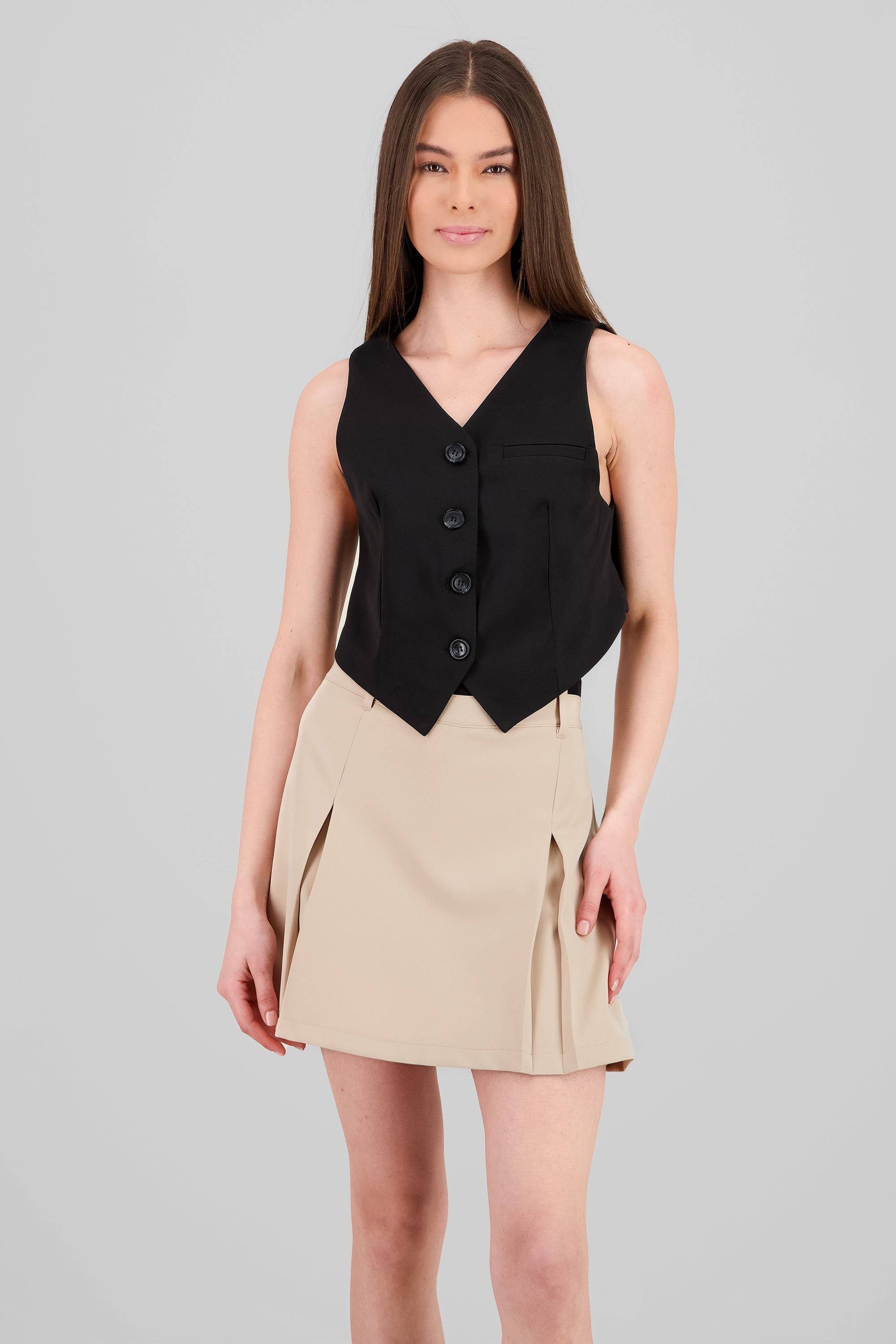 Chaleco crop botones NEGRO
