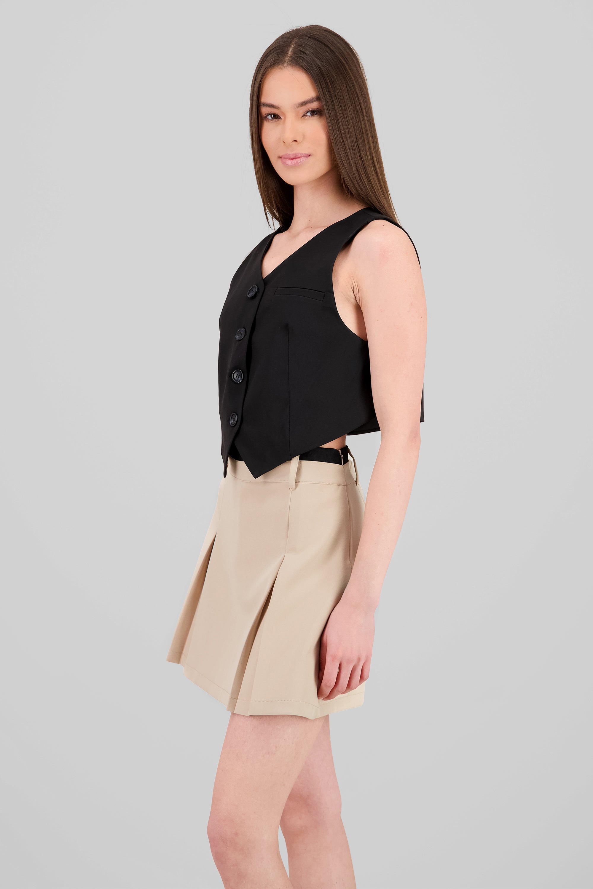 Chaleco crop botones NEGRO