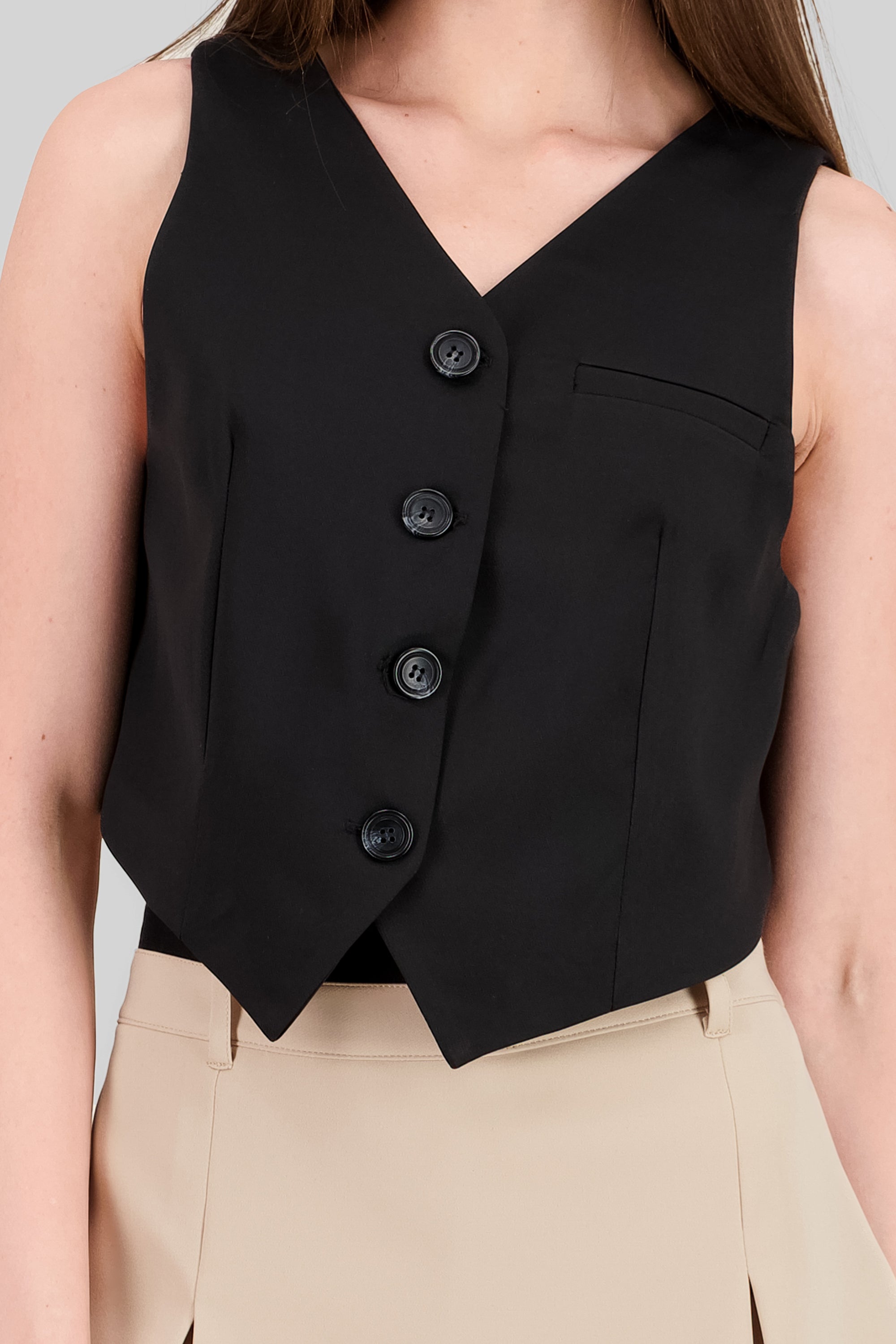Chaleco crop botones NEGRO