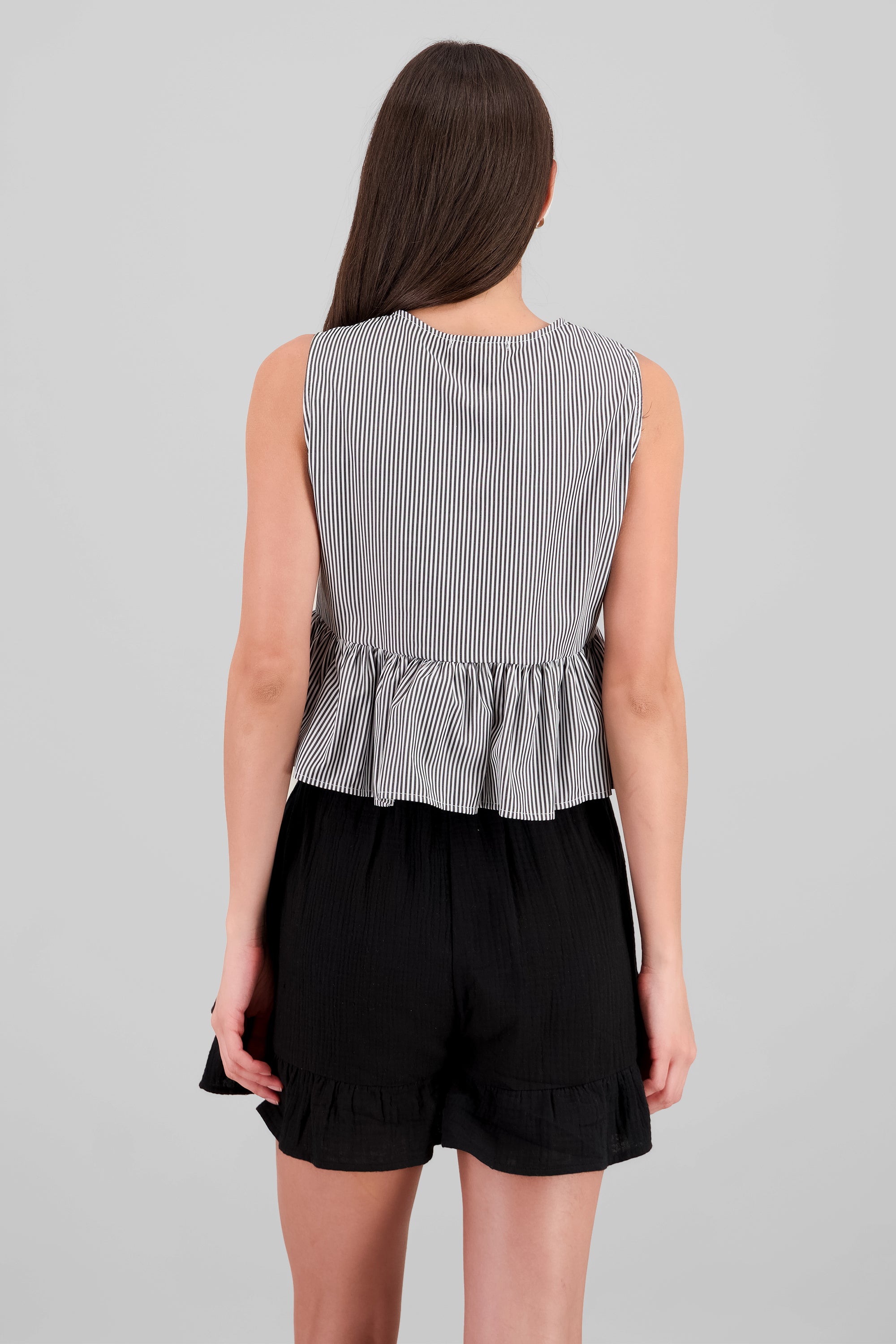 Blusa rayas detalle moños NEGRO COMBO