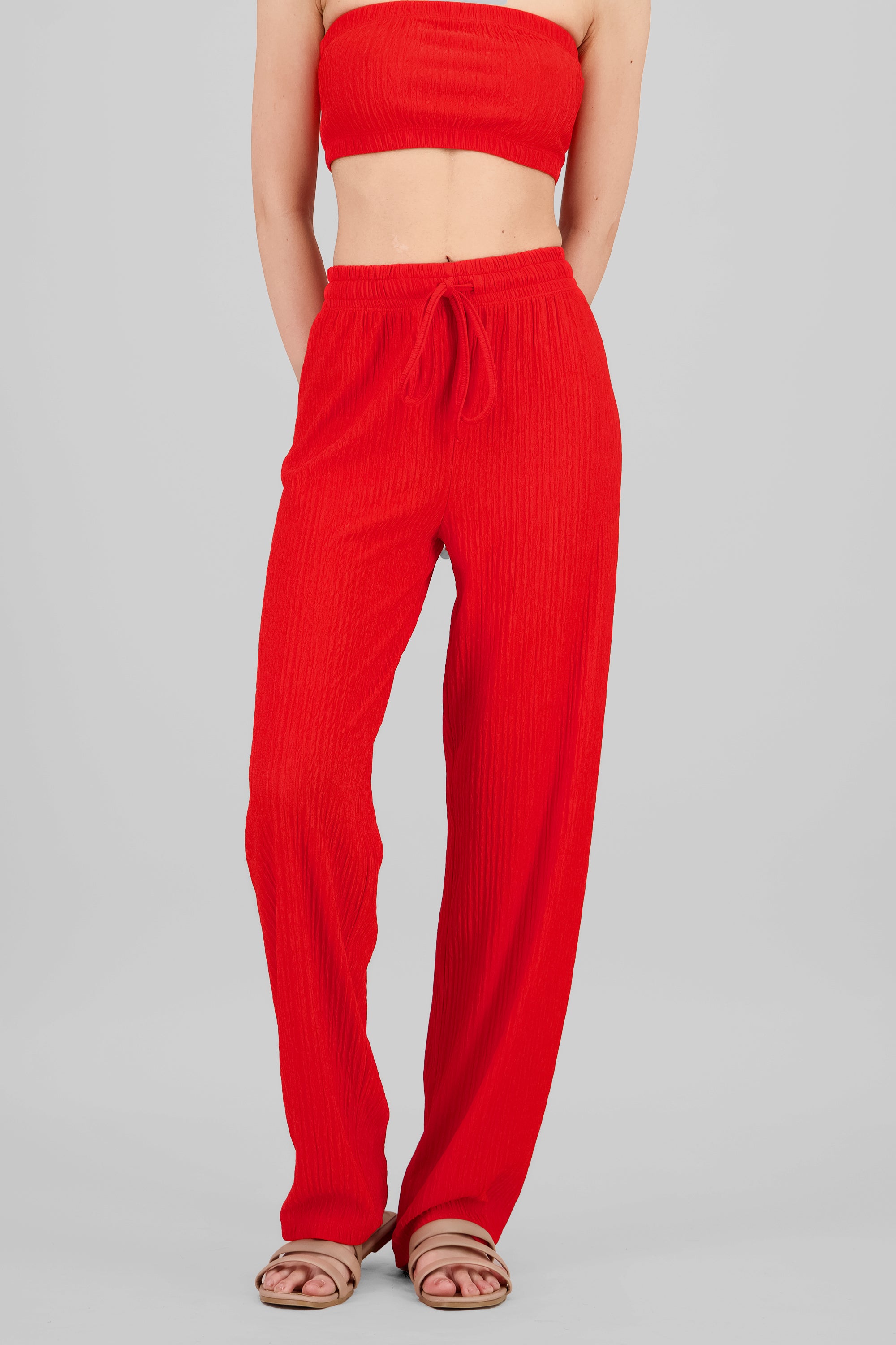 Pantalón amplio textura ROJO