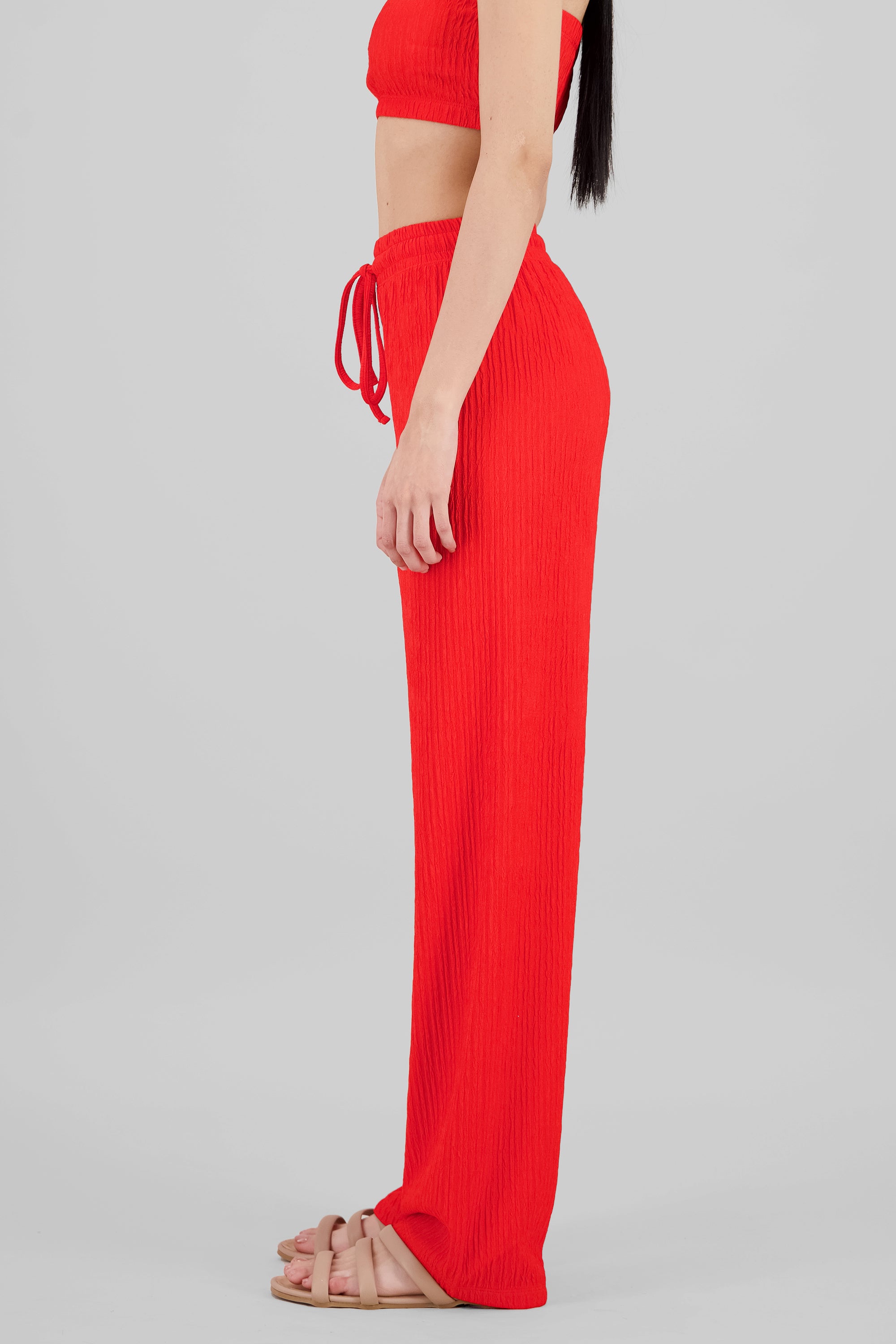 Pantalón amplio textura ROJO