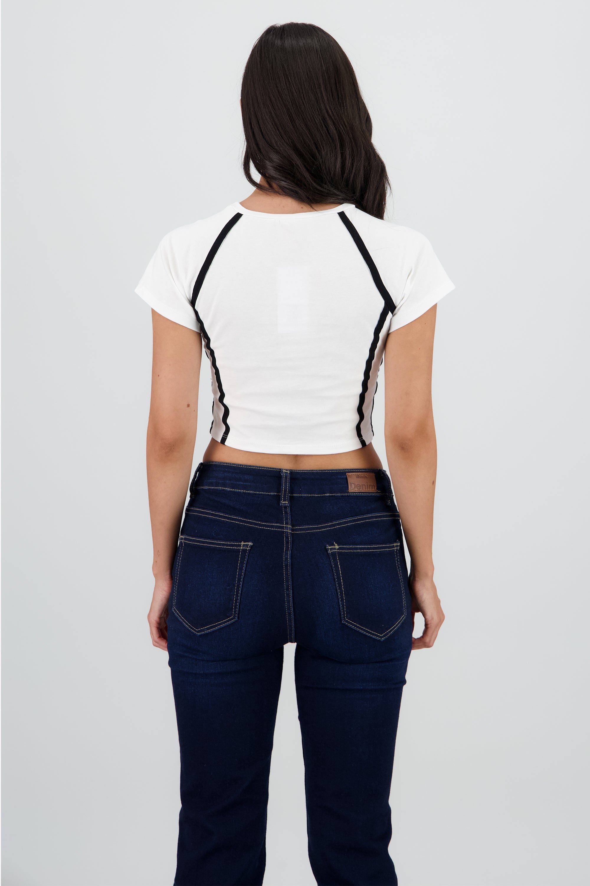 Playera contraste estampado BLANCO COMBO