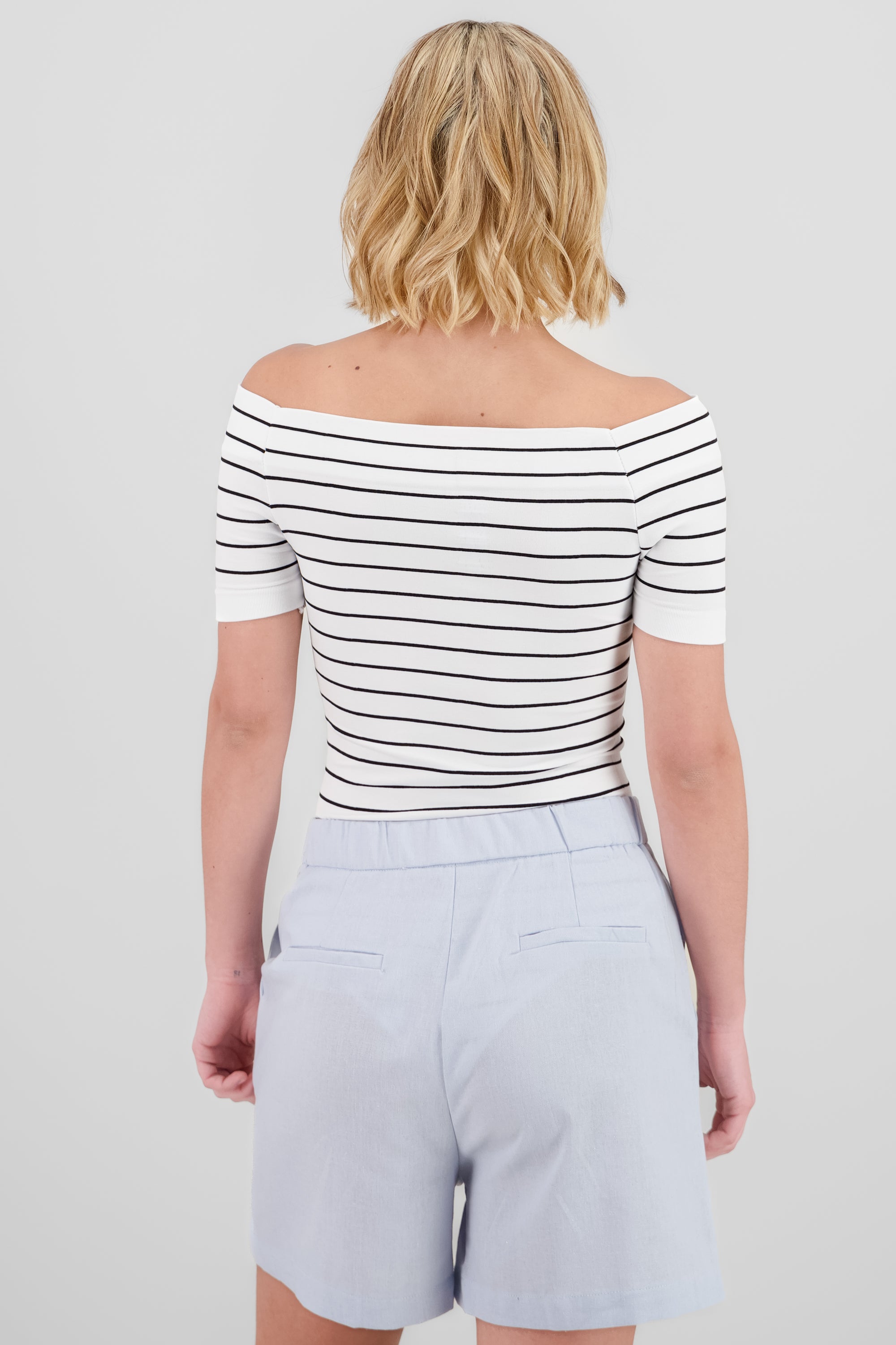 Bodysuit rayas hombro descubierto BLANCO COMBO