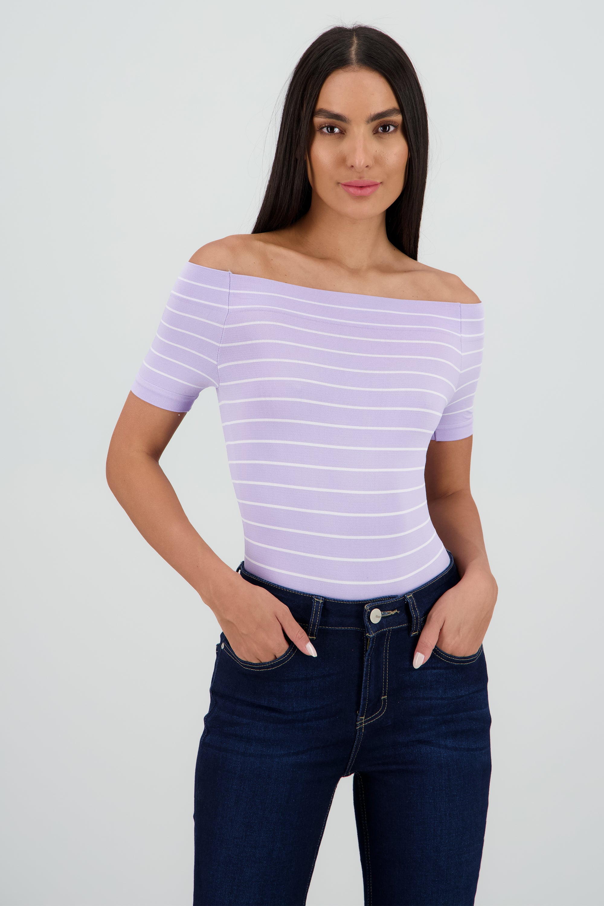 Bodysuit rayas hombro descubierto LILA