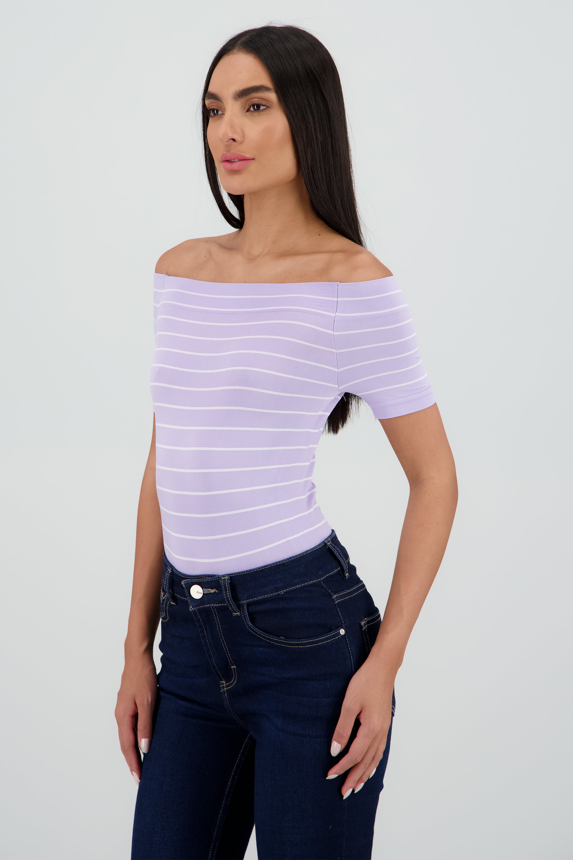 Bodysuit rayas hombro descubierto LILA