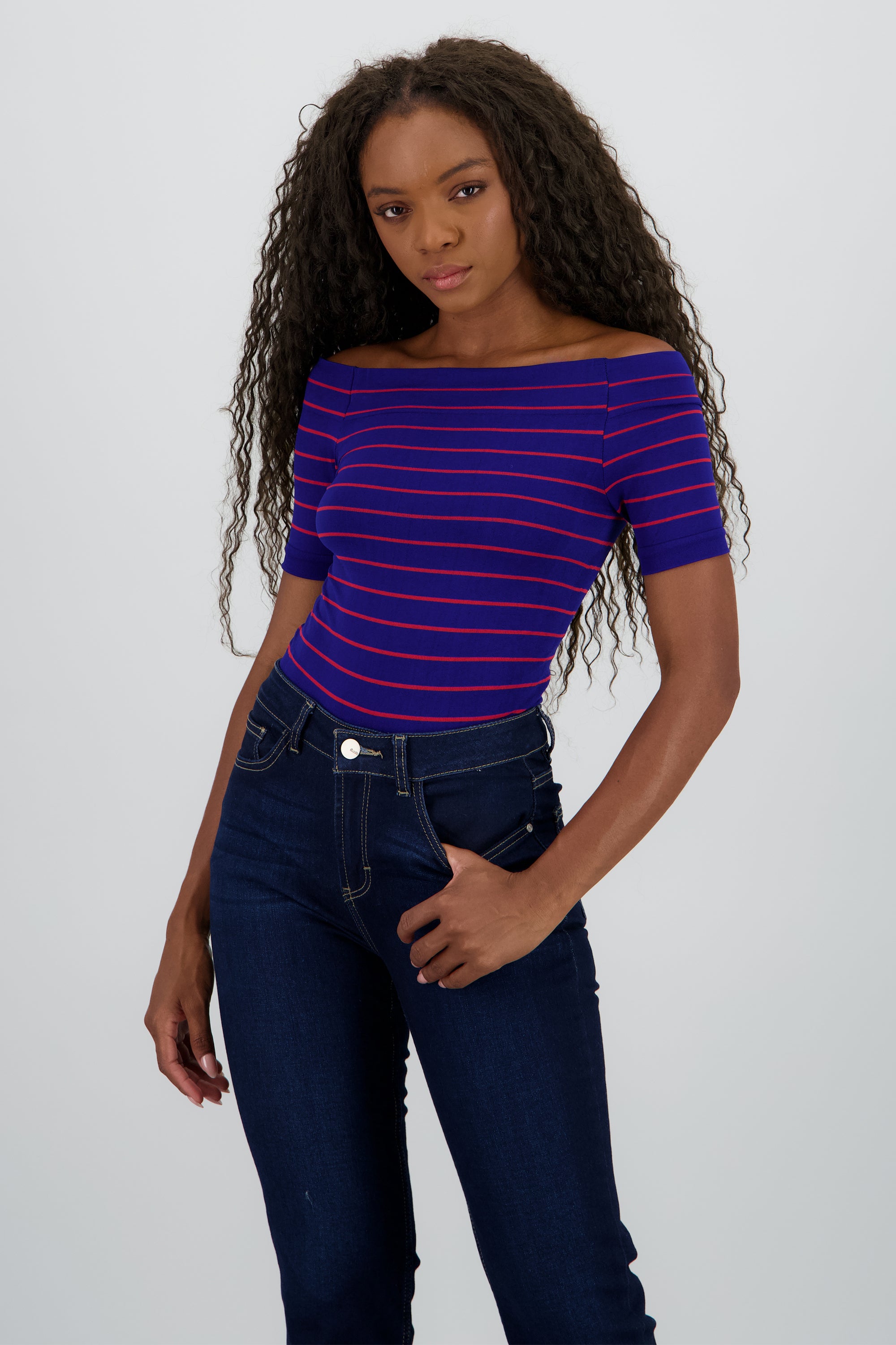 Bodysuit rayas hombro descubierto MULTICOLOR ESCOLAR