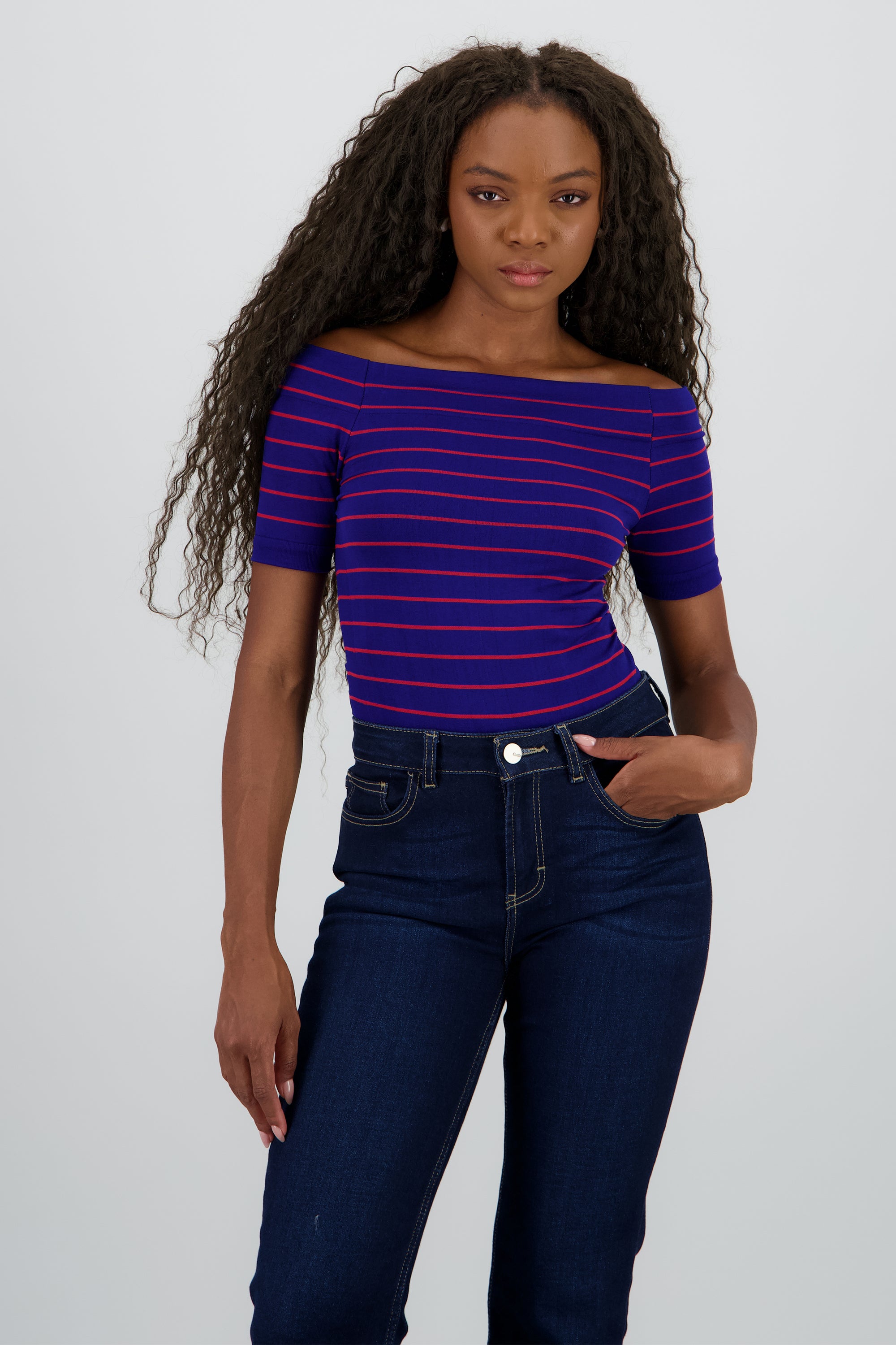 Bodysuit rayas hombro descubierto MULTICOLOR ESCOLAR