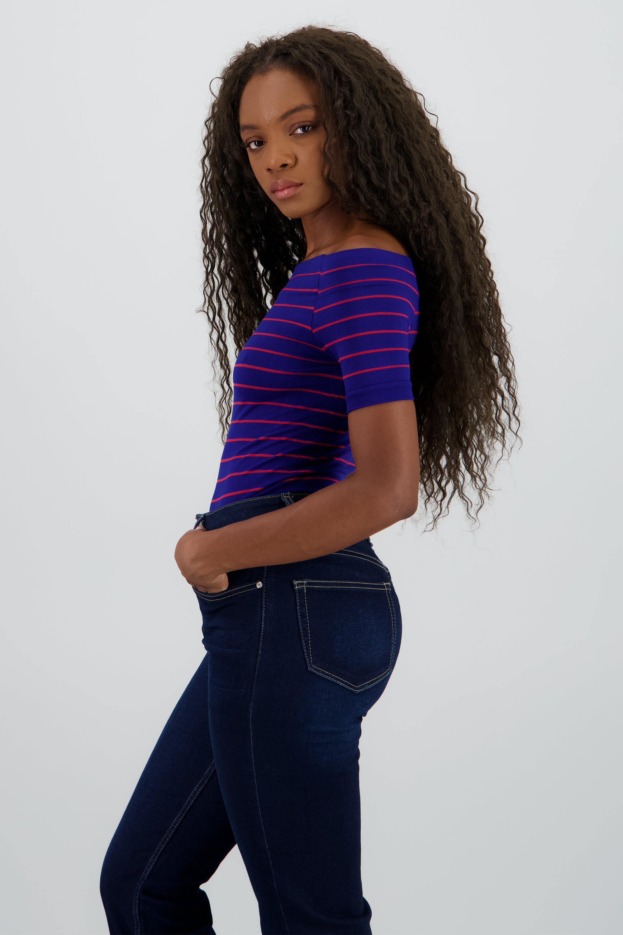 Bodysuit rayas hombro descubierto MULTICOLOR ESCOLAR
