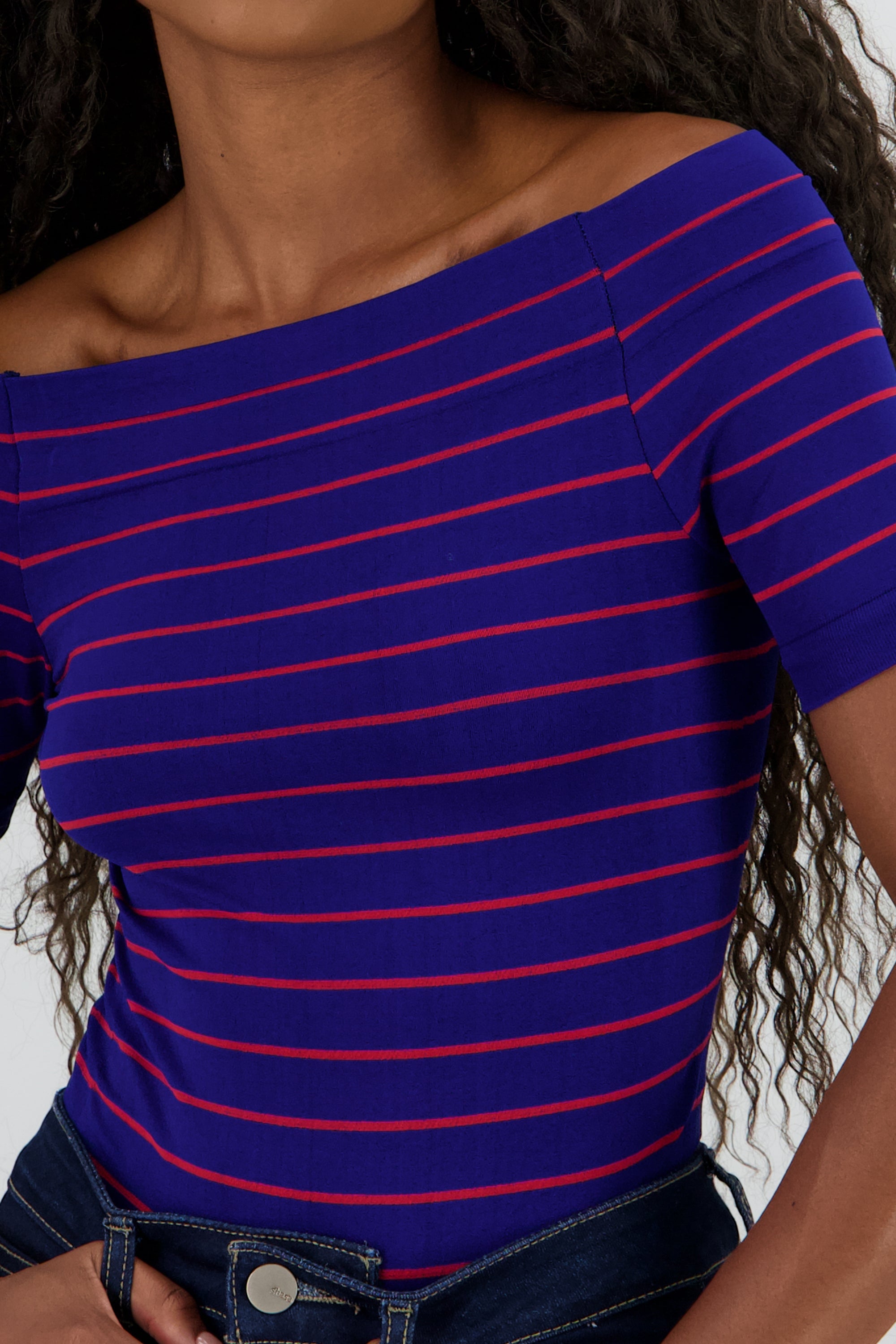 Bodysuit rayas hombro descubierto MULTICOLOR ESCOLAR