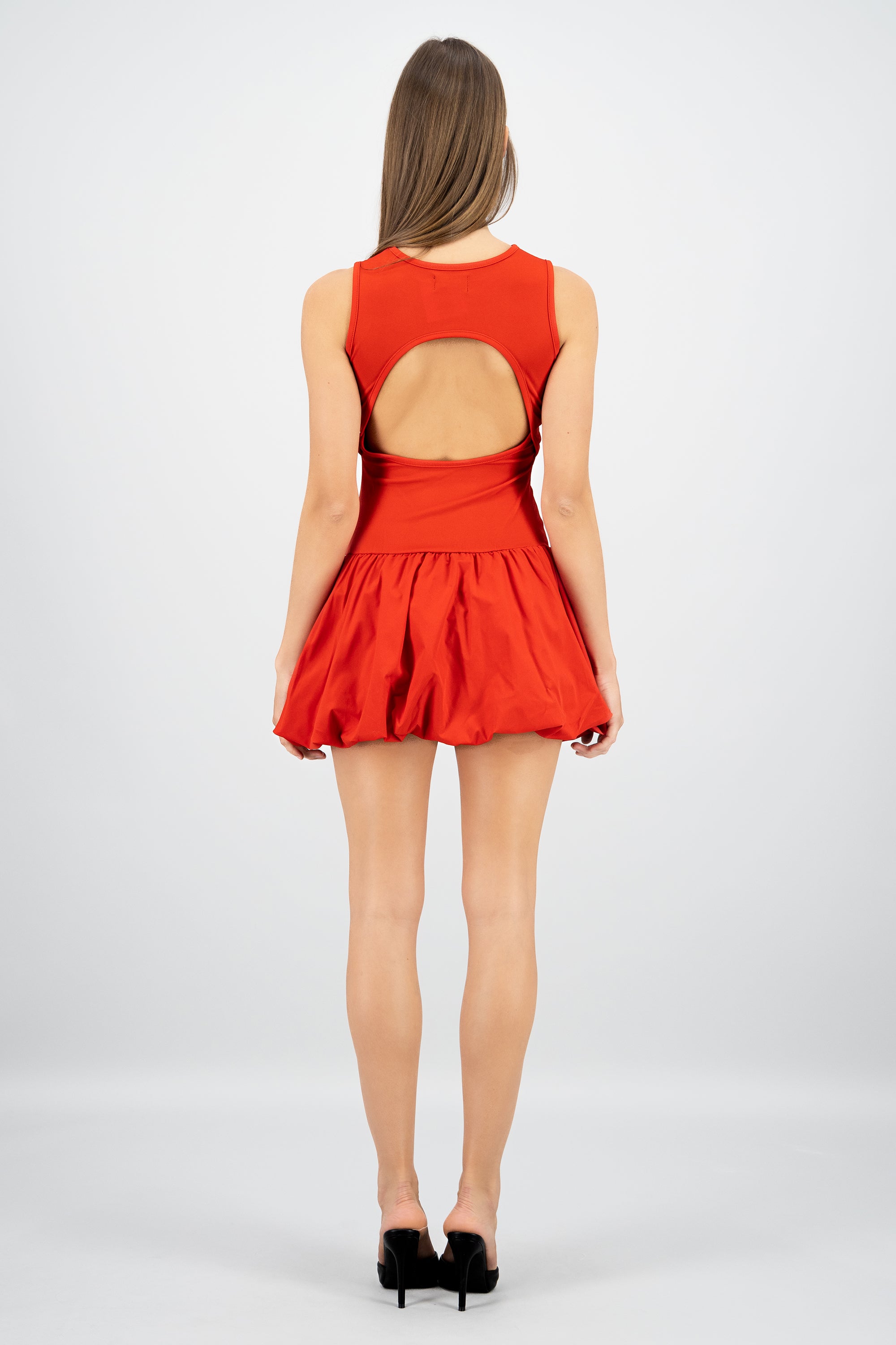 Vestido sin manga burbuja ROJO