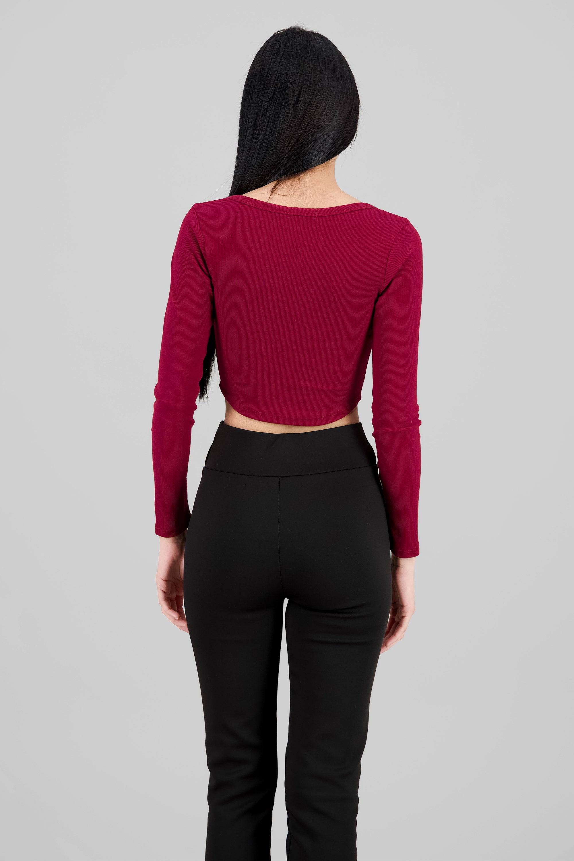 Top manga larga escote cuadrado con broches ROJO