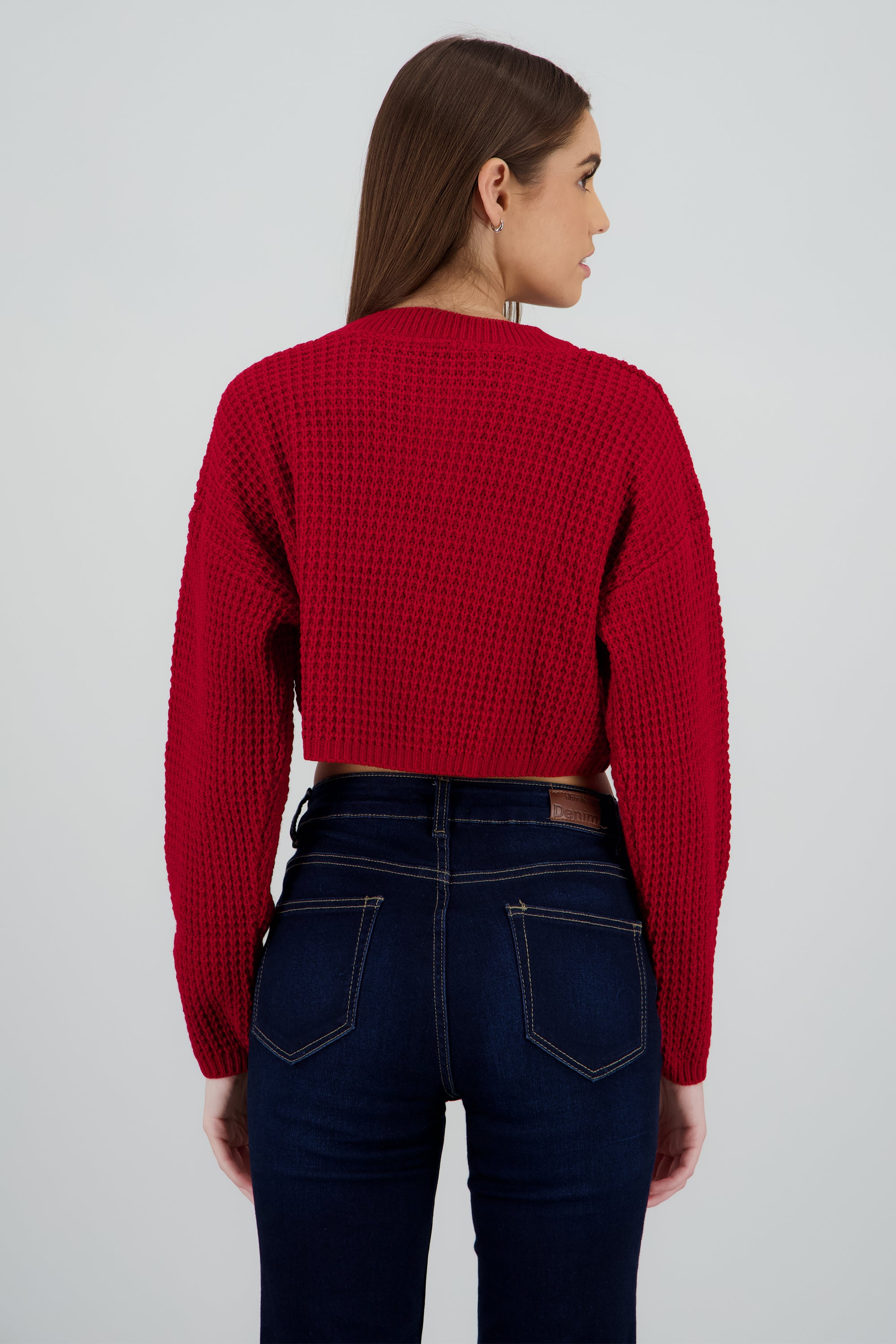 Sueter tejido ancho crop ROJO